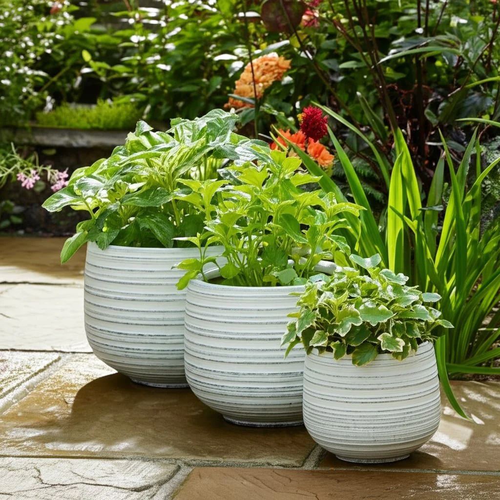 S/3 6/9/11" Ribbed Planters, White - Image 10