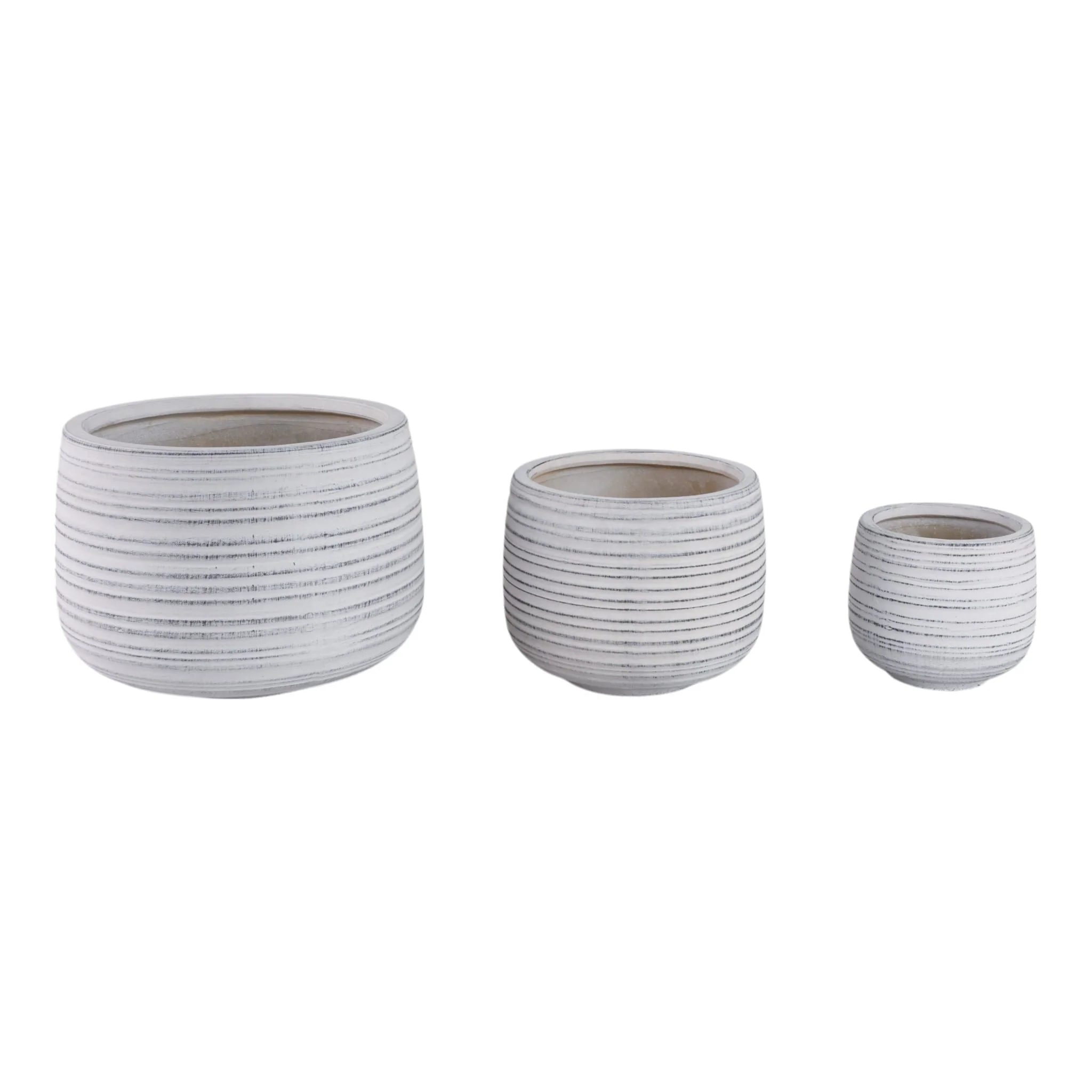 S/3 6/9/11" Ribbed Planters, White - Image 3