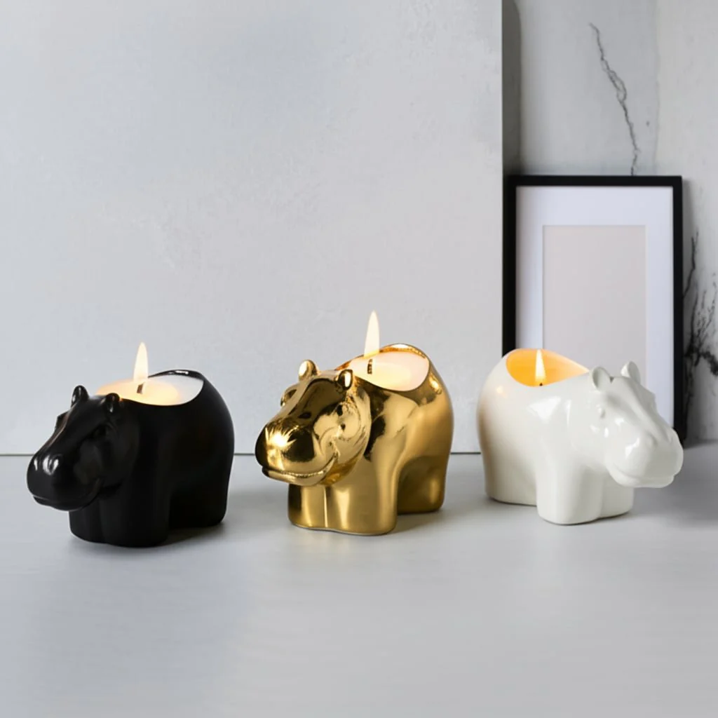 S/3, 7" 9 Oz Orange Goji Berry Hippo Candle, Multi - Image 11
