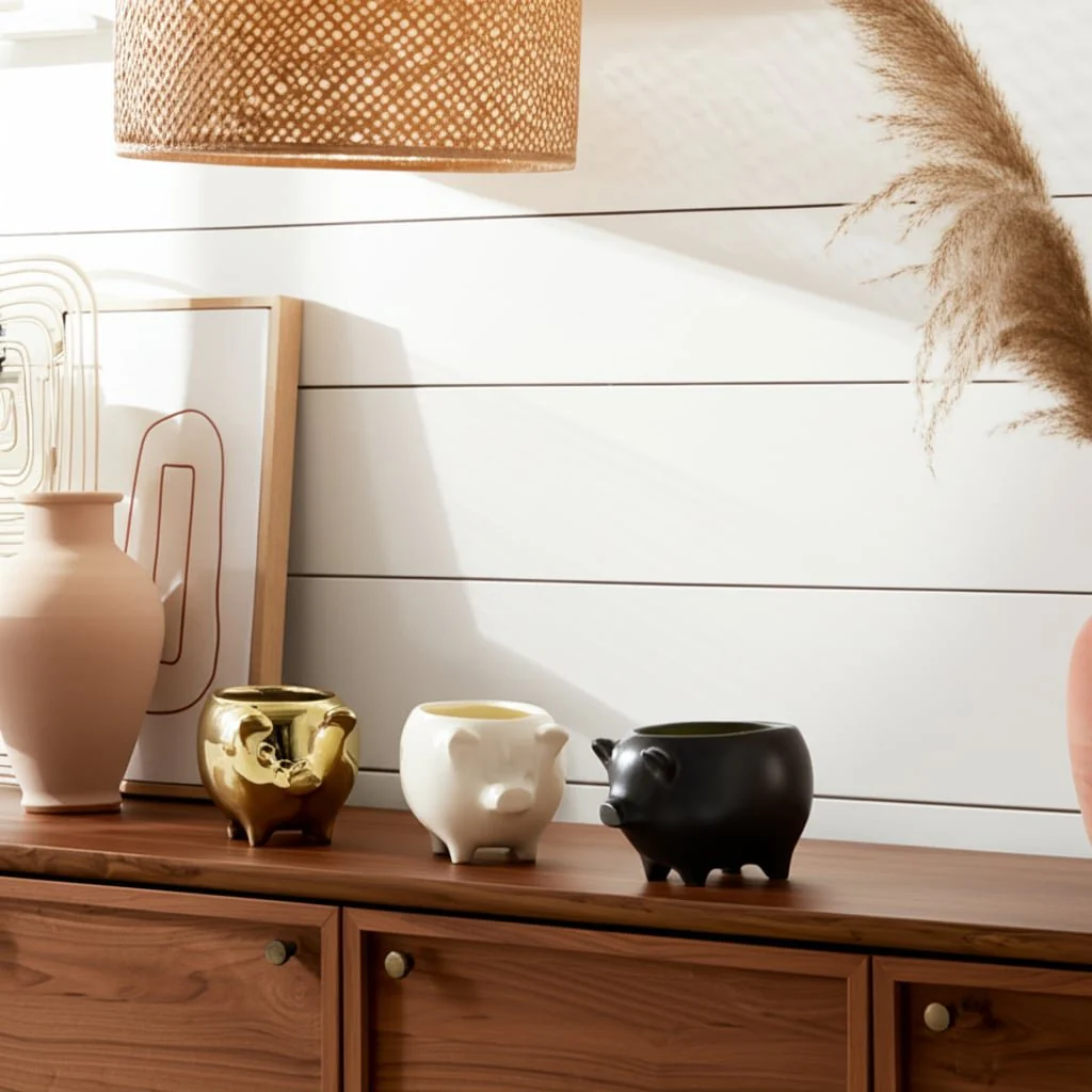 S/3 7" 9 Oz Vanilla Sandalwood Pig Candle, Multi - Image 10