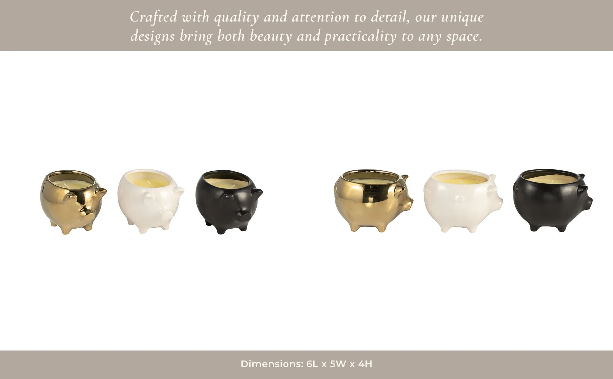 S/3 7" 9 Oz Vanilla Sandalwood Pig Candle, Multi - Image 13