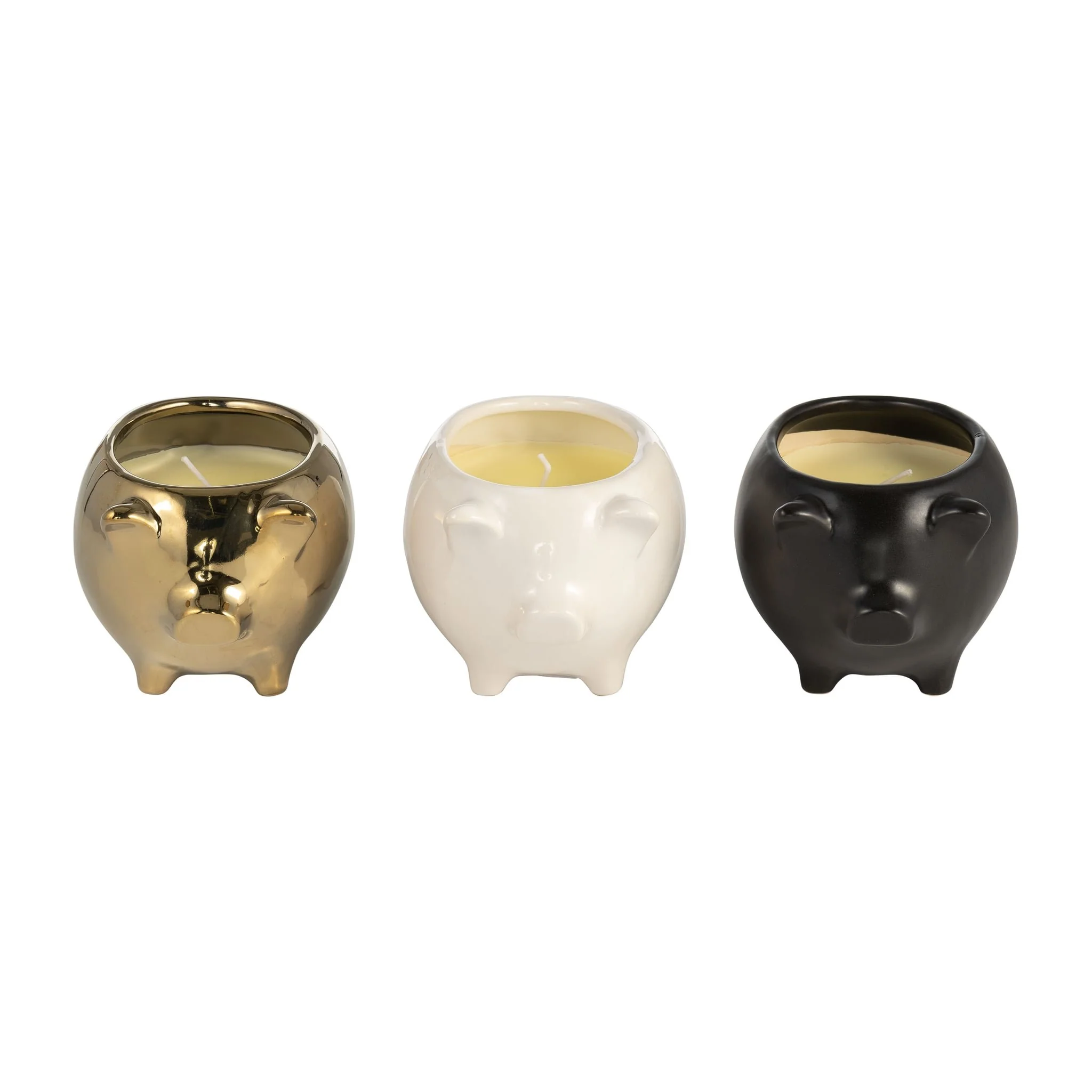 S/3 7" 9 Oz Vanilla Sandalwood Pig Candle, Multi - Image 3