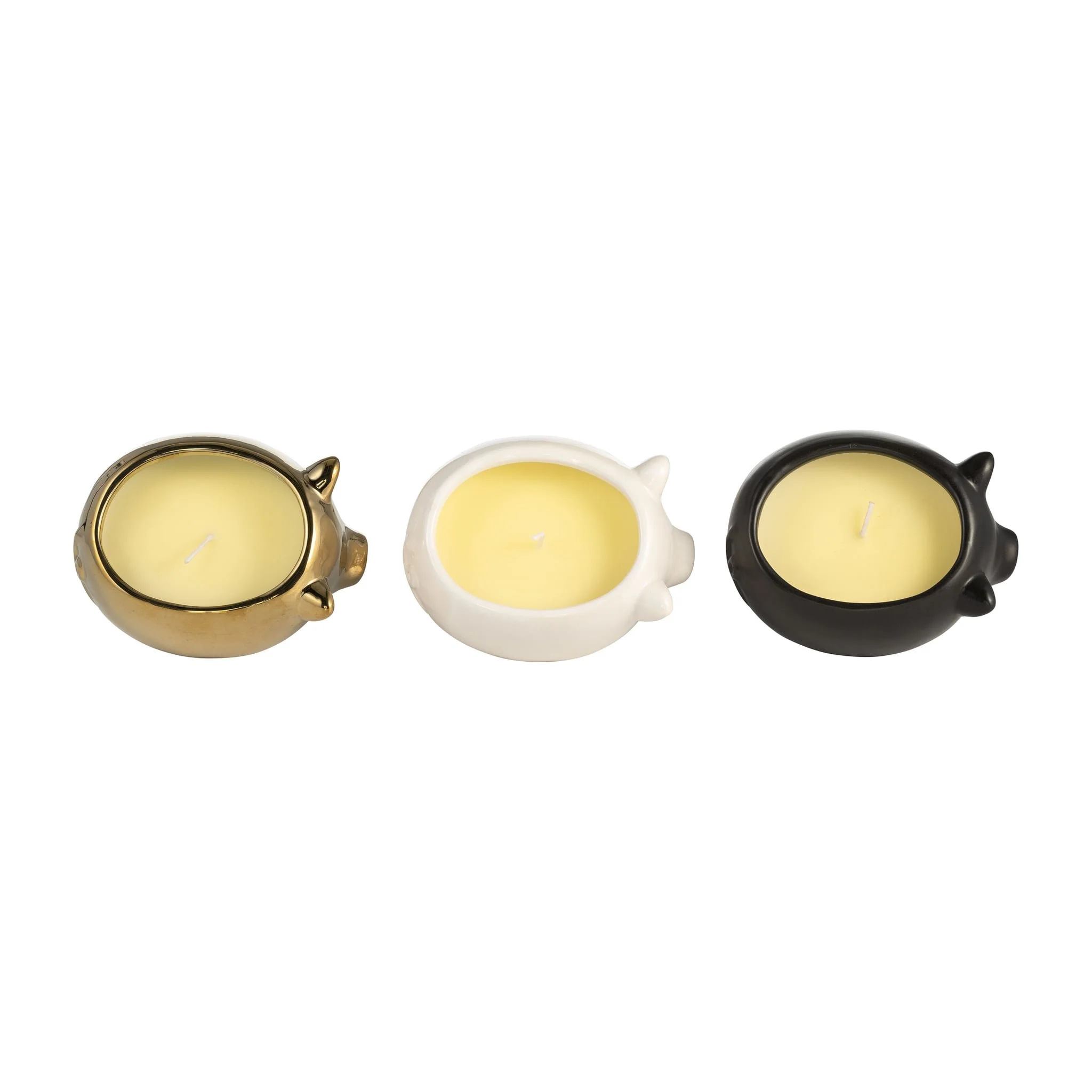 S/3 7" 9 Oz Vanilla Sandalwood Pig Candle, Multi - Image 6