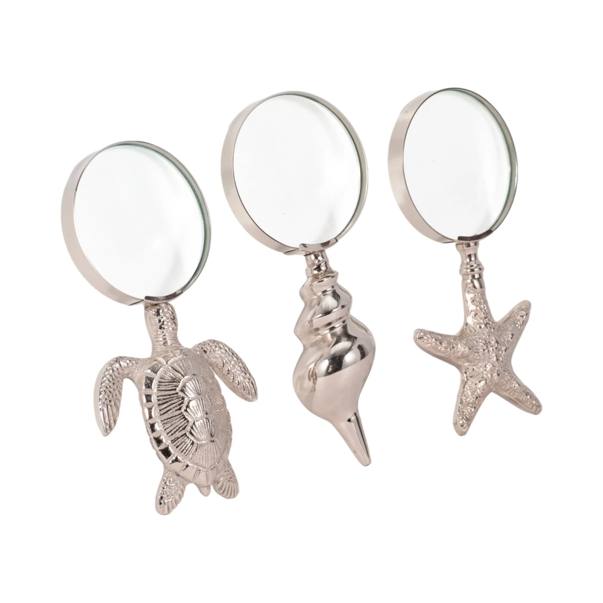 S/3 7" Coastal Icons Magnifying Glasses, Silver - Image 2