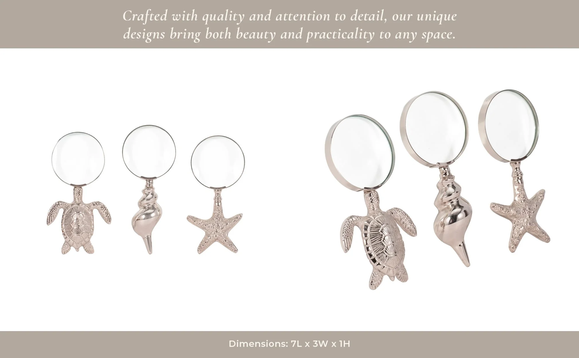 S/3 7" Coastal Icons Magnifying Glasses, Silver - Image 9