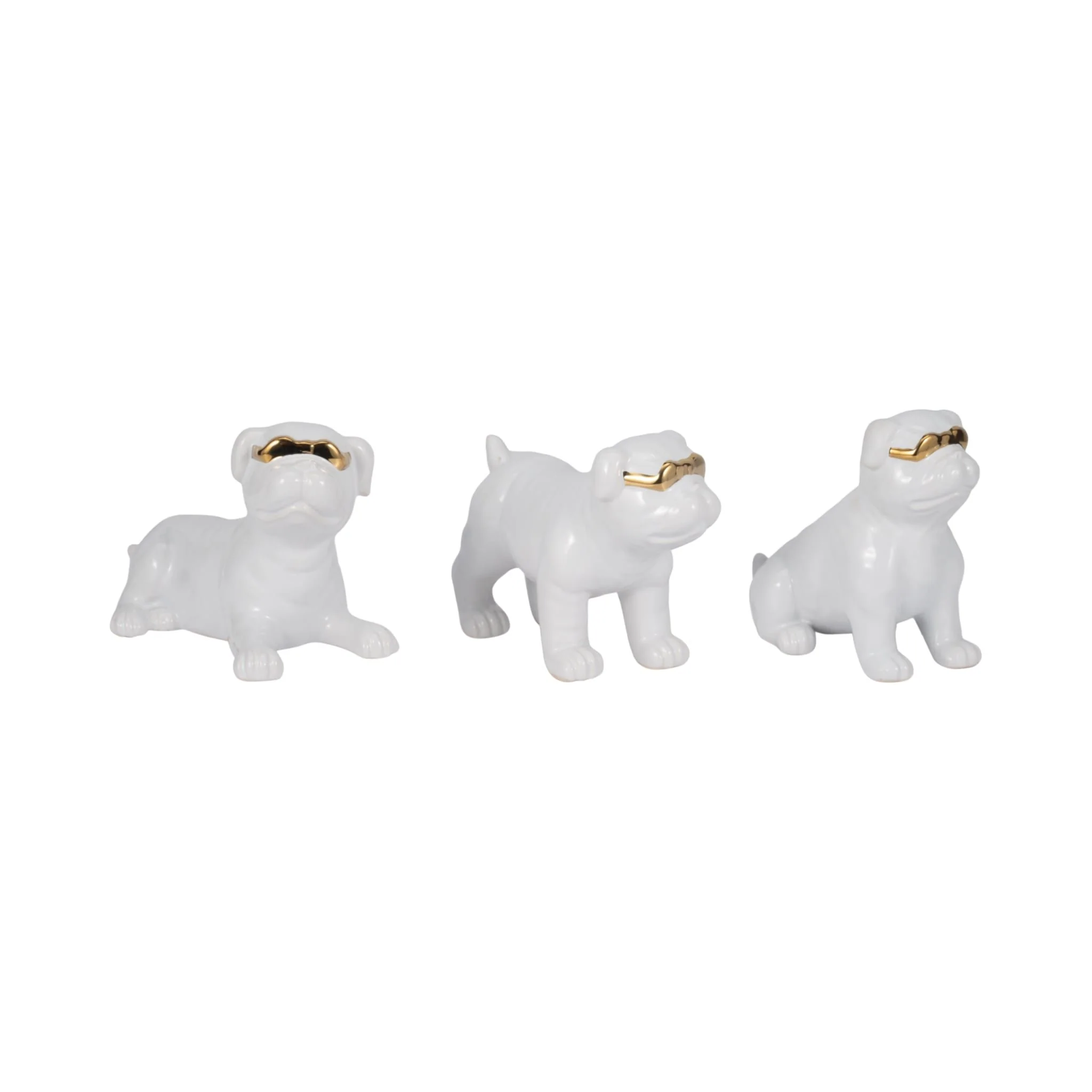 S/3 7" Pugs With Sunglasses, White - Image 2