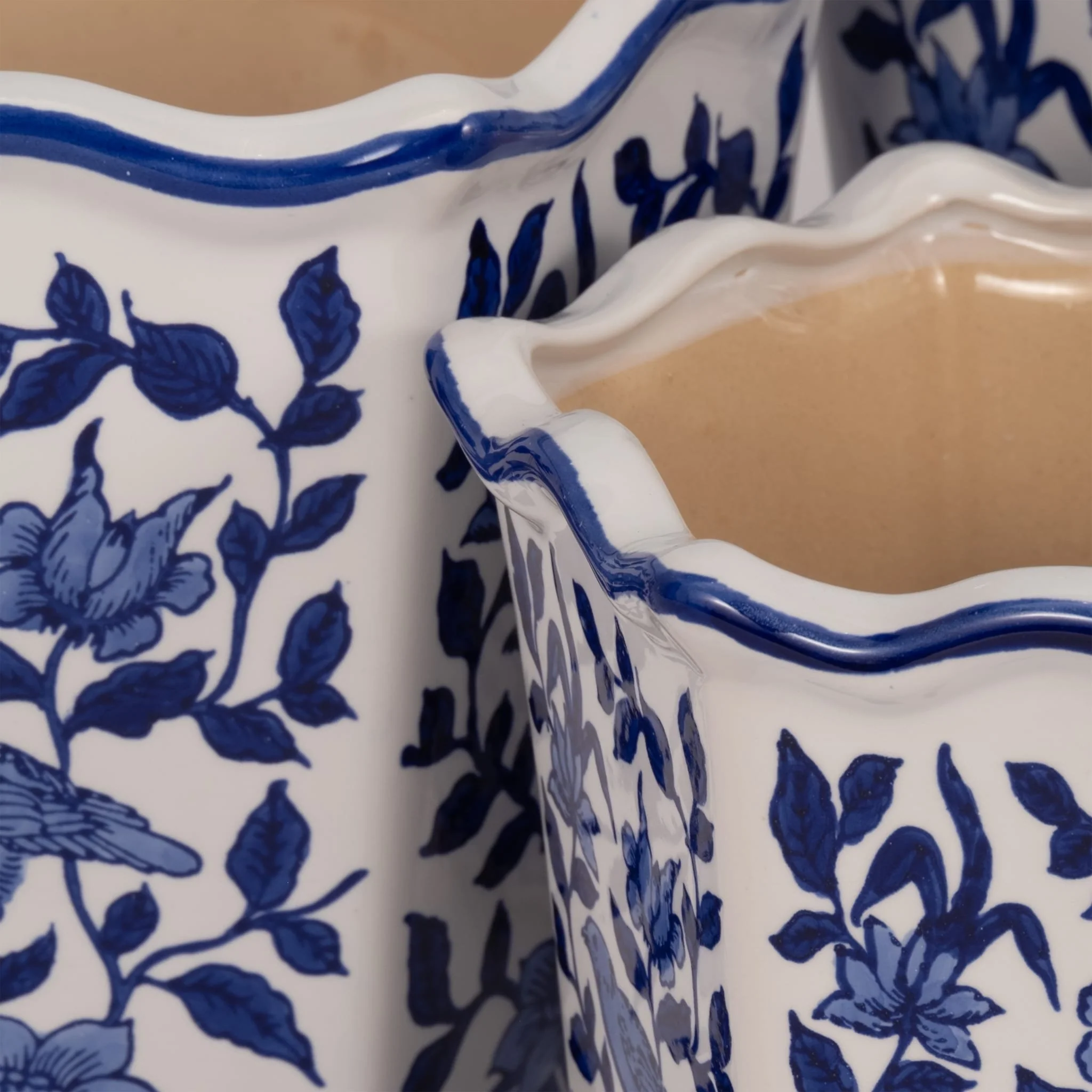 S/3 8/10/12" Chinoiserie Bird Planters, Blue/white - Image 4