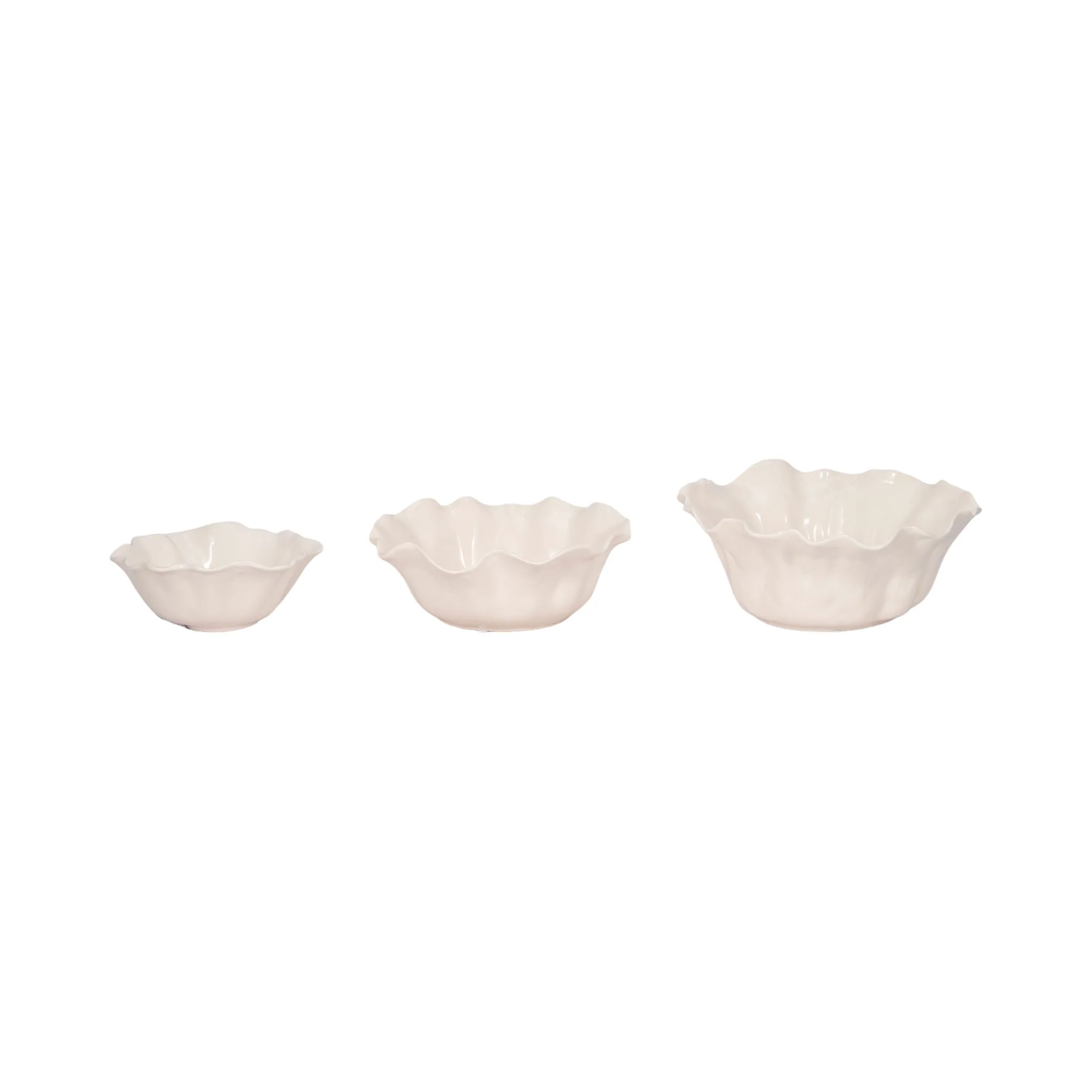 S/3 8/11/13" Petal Bowls, Ivory - Image 3