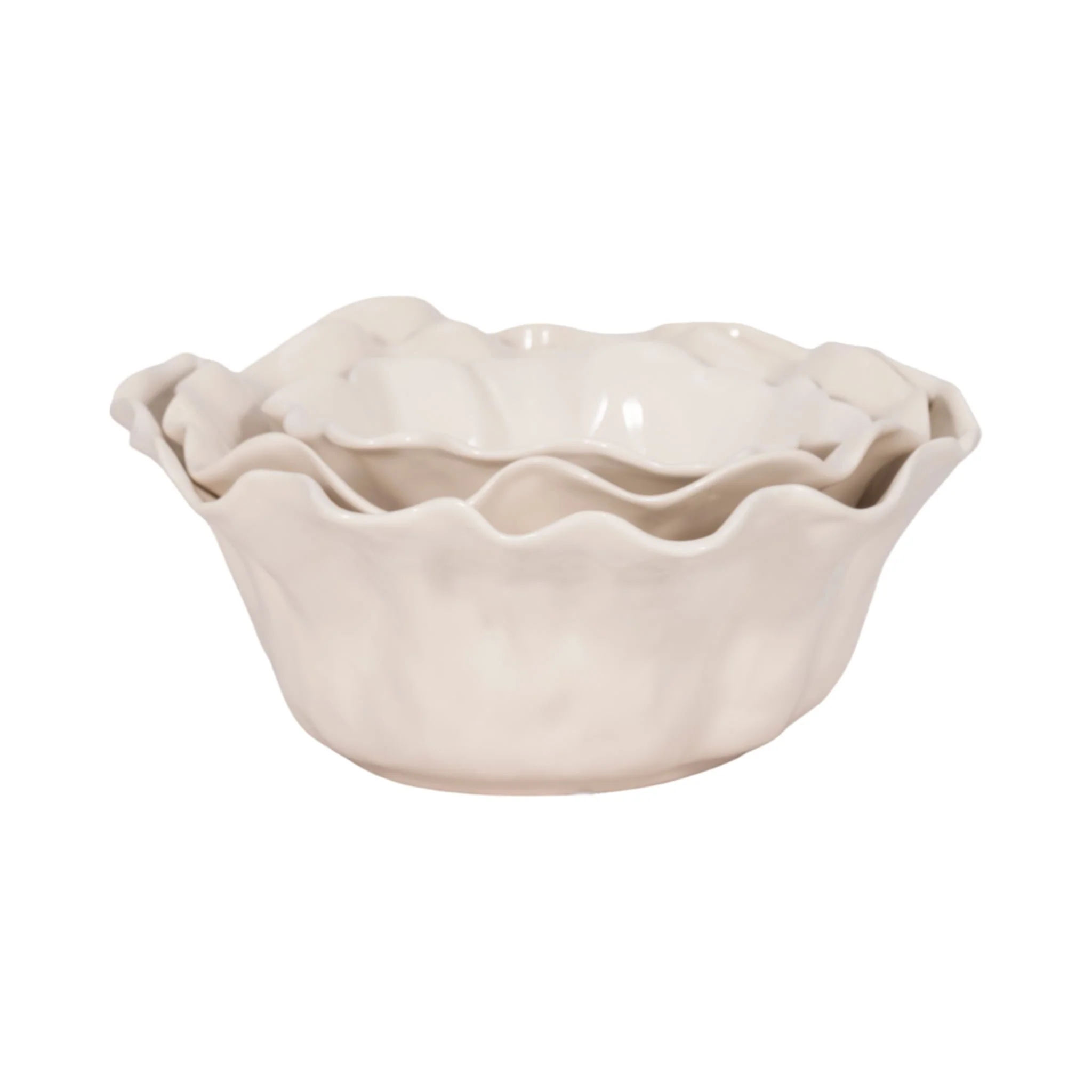 S/3 8/11/13" Petal Bowls, Ivory - Image 4
