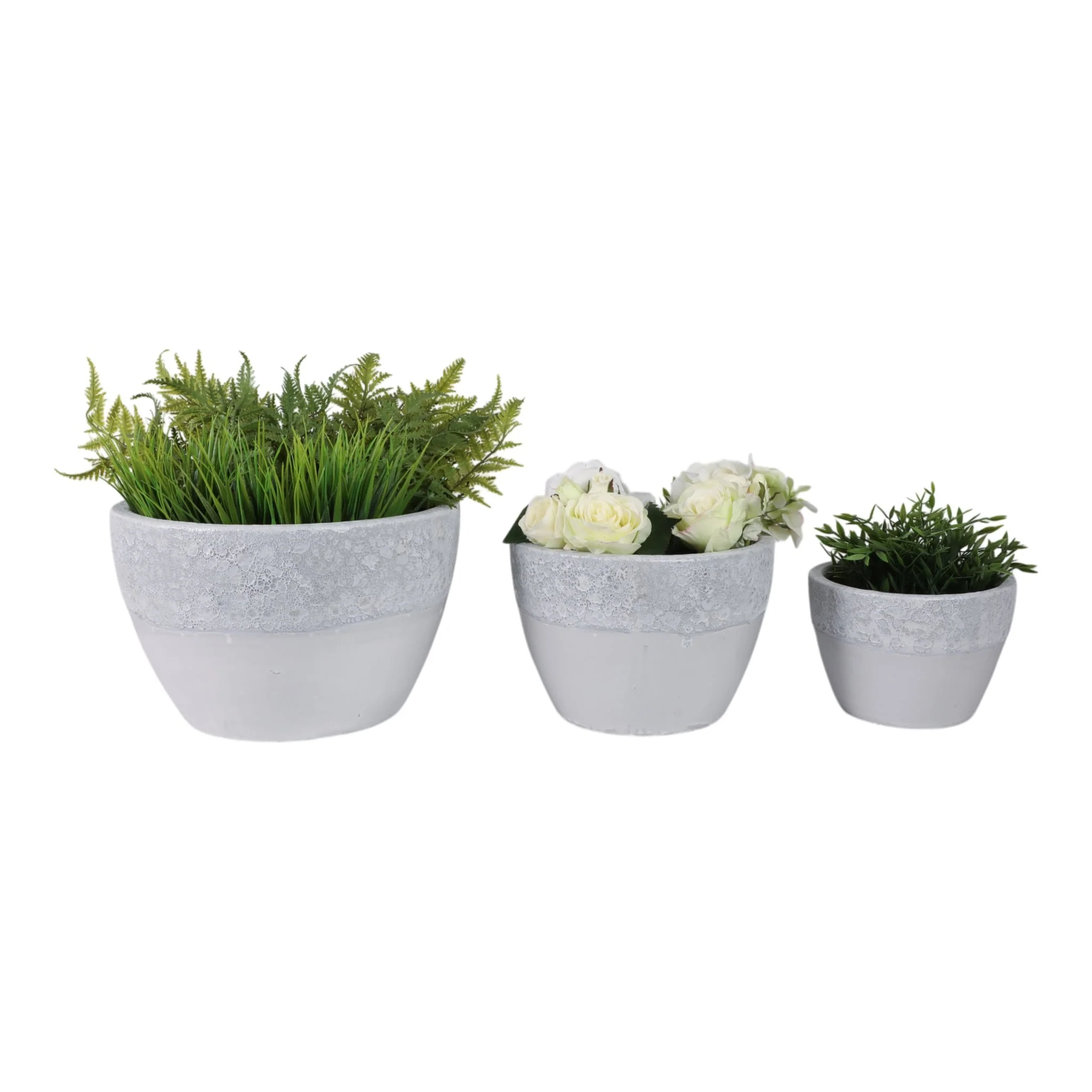 S/3 8/11/15" Lava & Glazed Ombre Planters, Ivory - Image 2