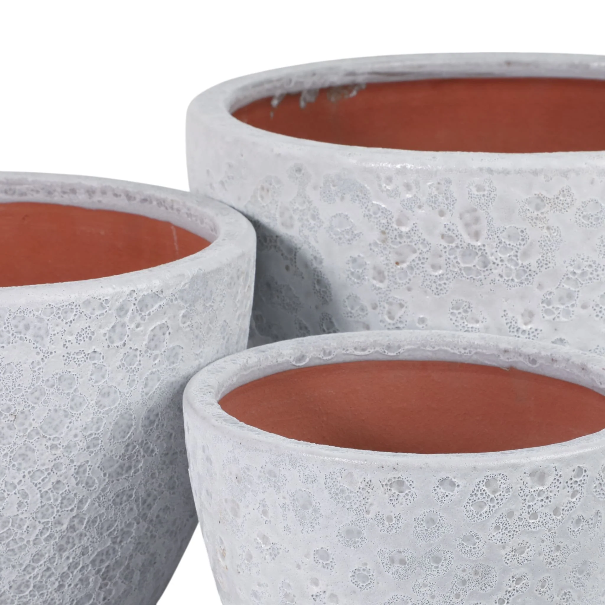 S/3 8/11/15" Lava Planters, White - Image 5