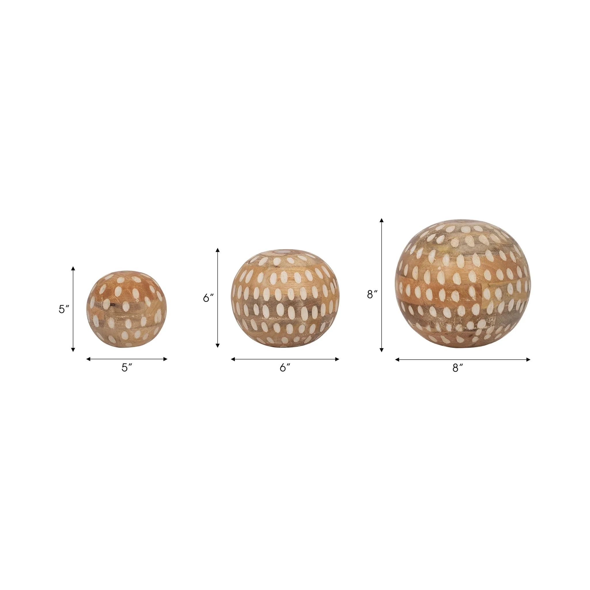 S/3 8/6/5" Mango Wood Decorative Ball, Natural - Image 2
