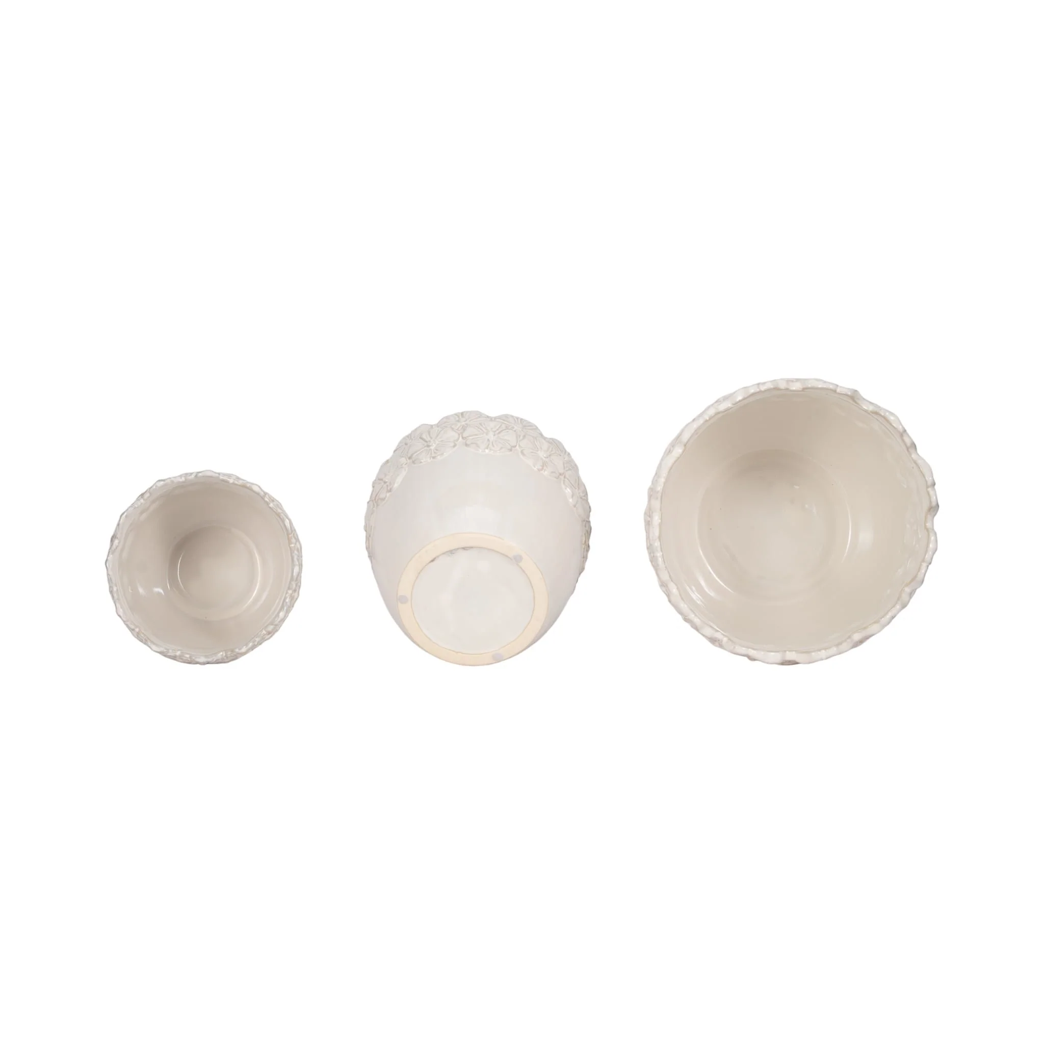 S/3 8/9/11" Floral Crown Planter, Ivory - Image 5