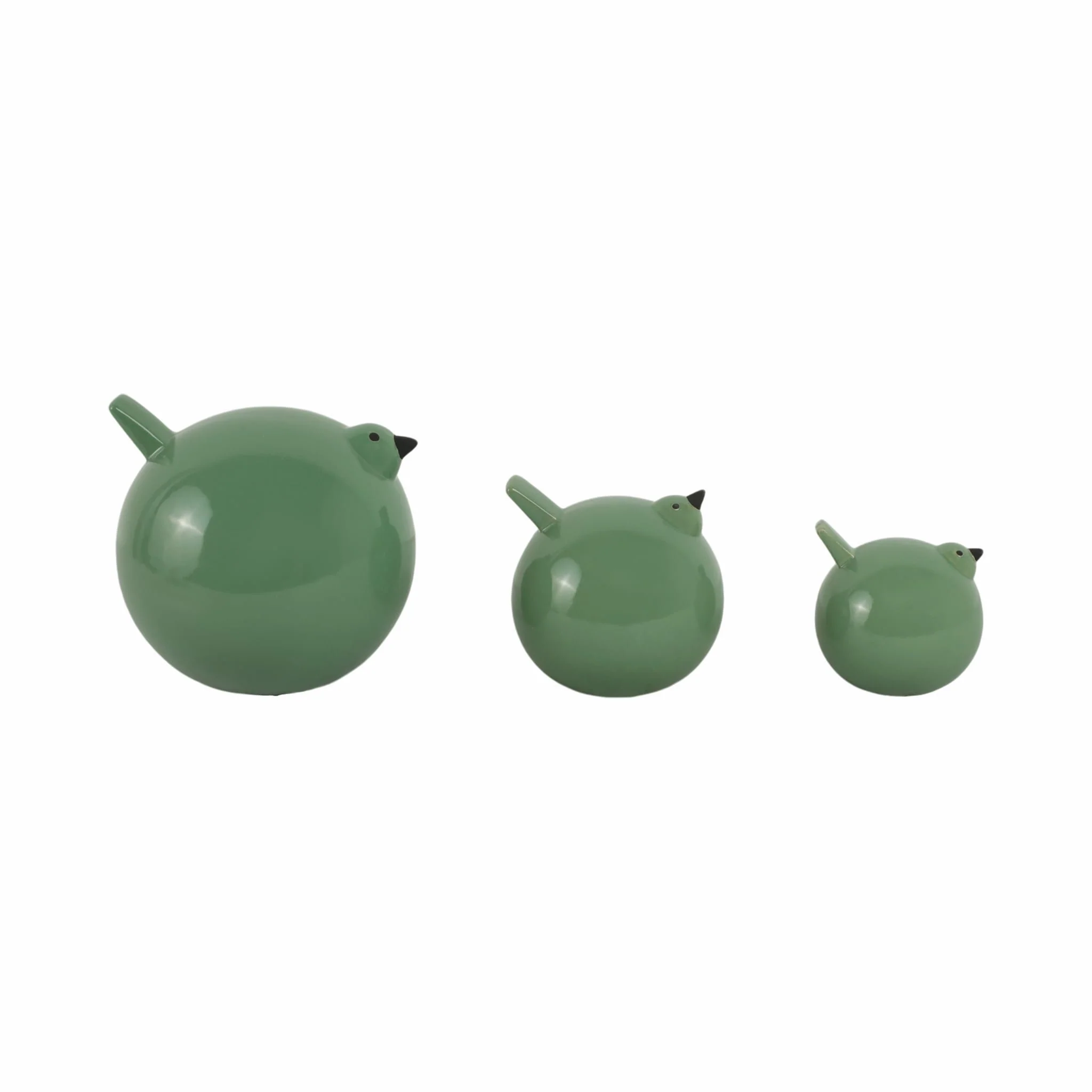 S/3 8" Birds, Dark Sage Green - Image 2