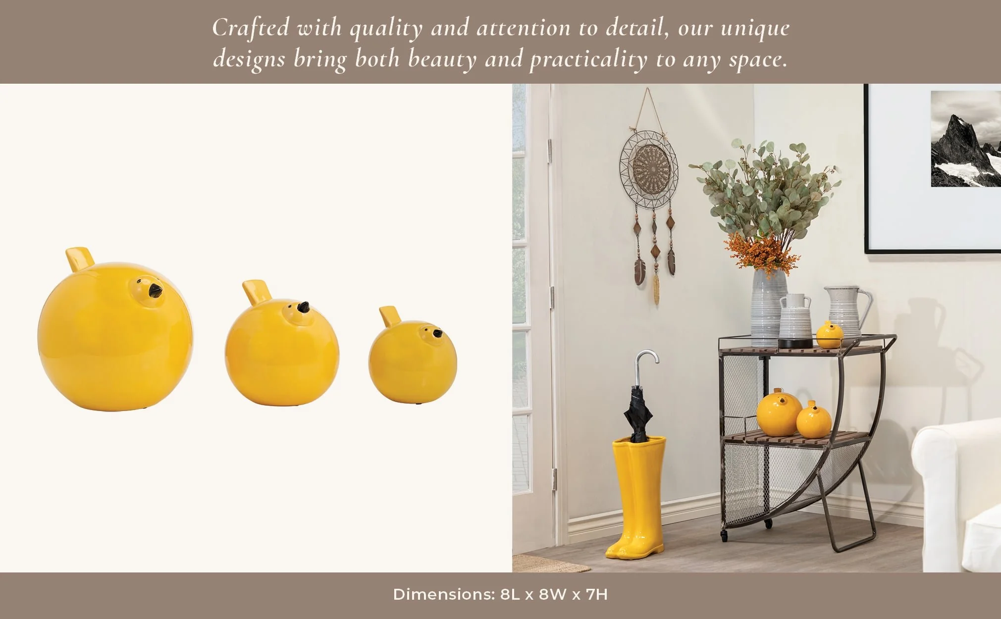 S/3 8" Birds , Yellow - Image 11