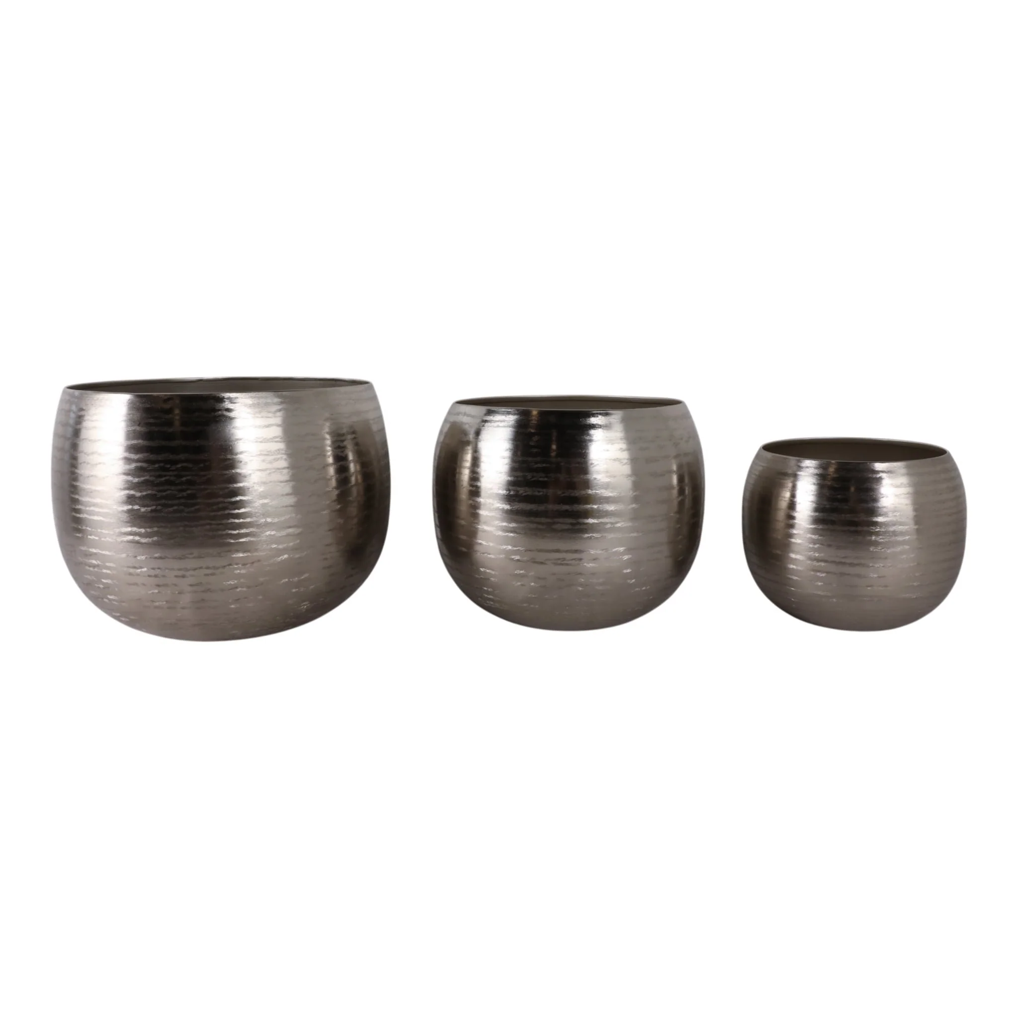 S/3 9/12/14" Hammered Metal Planters, Silver - Image 2