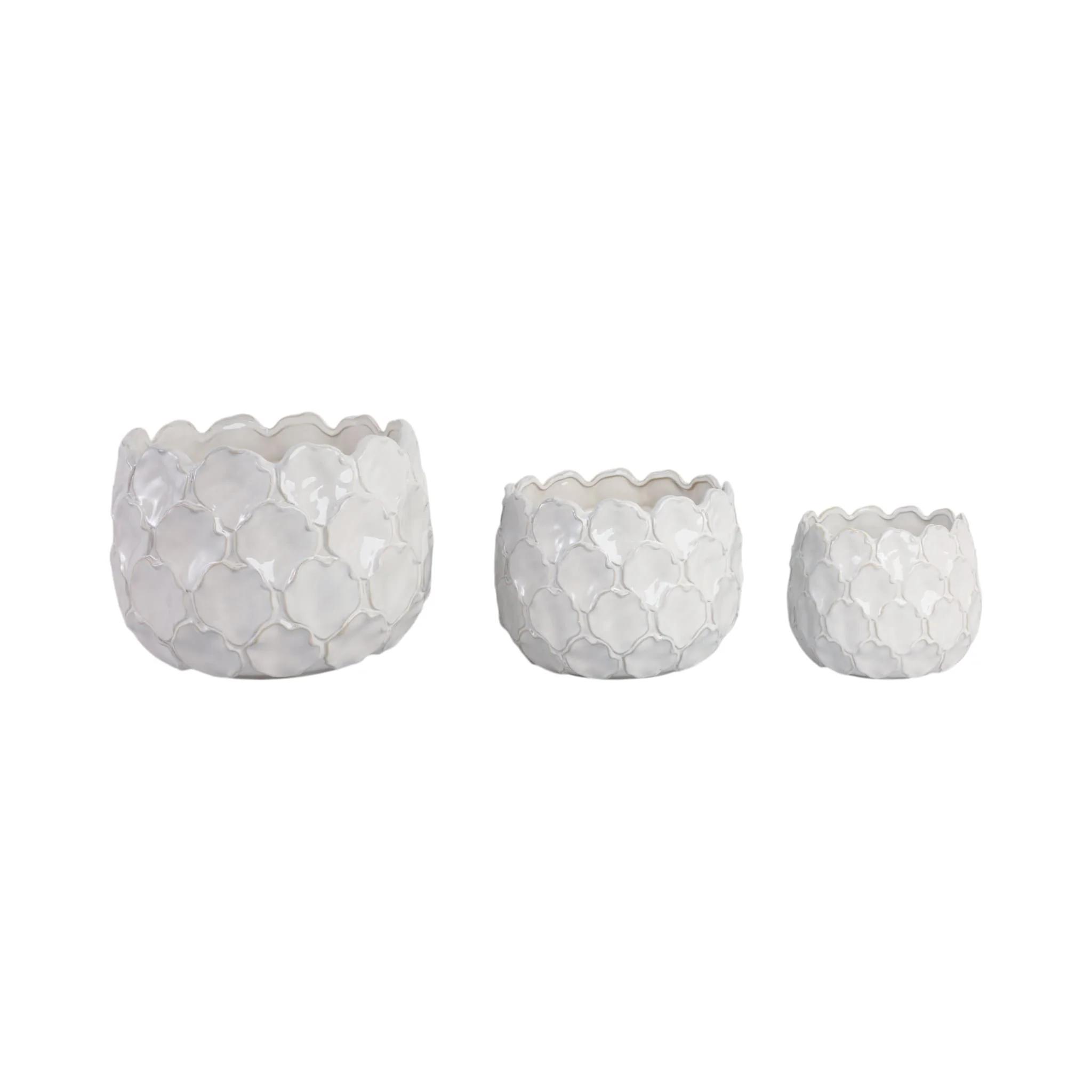 S/3 9/12/15" Cloudy Petal Planters, White - Image 3