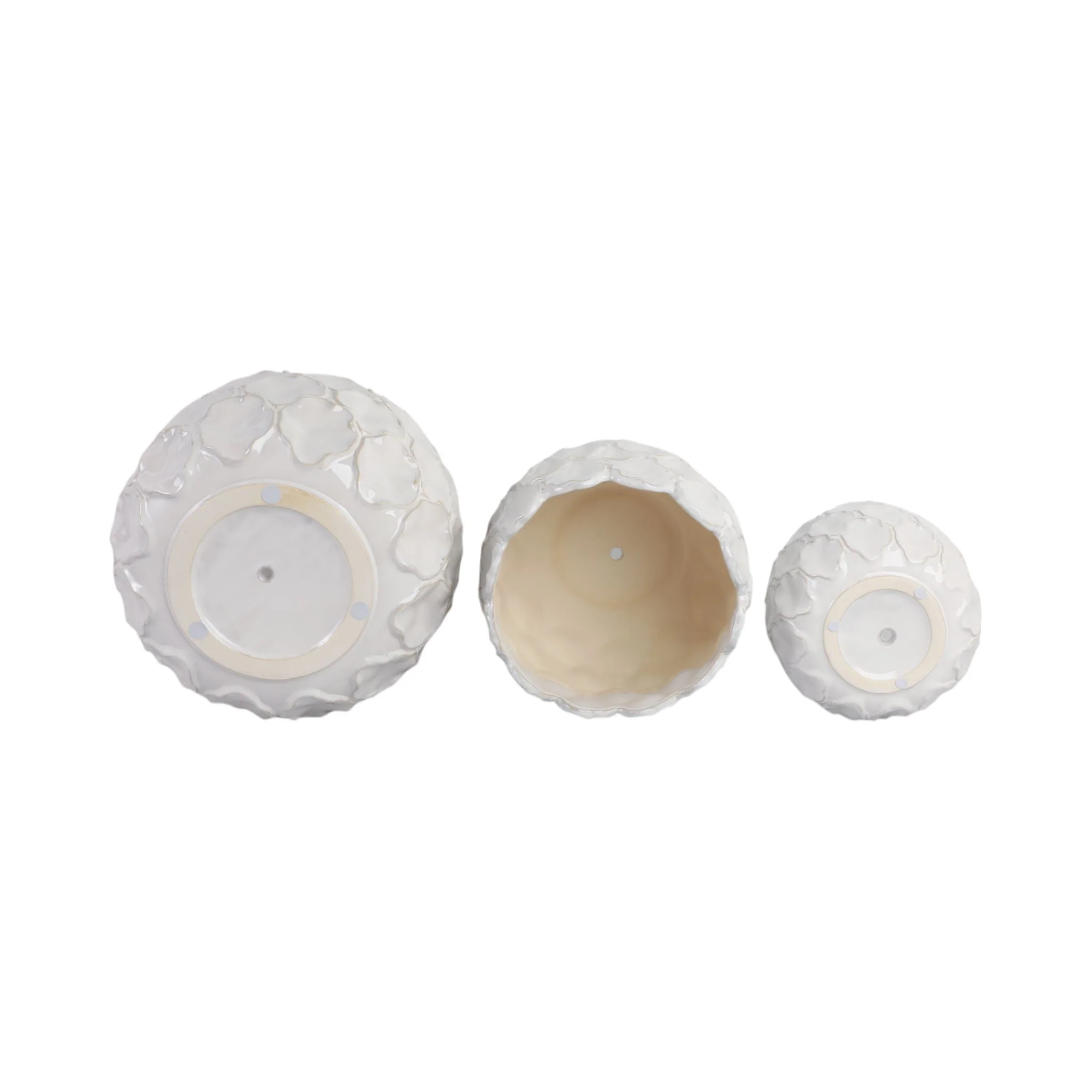 S/3 9/12/15" Cloudy Petal Planters, White - Image 6