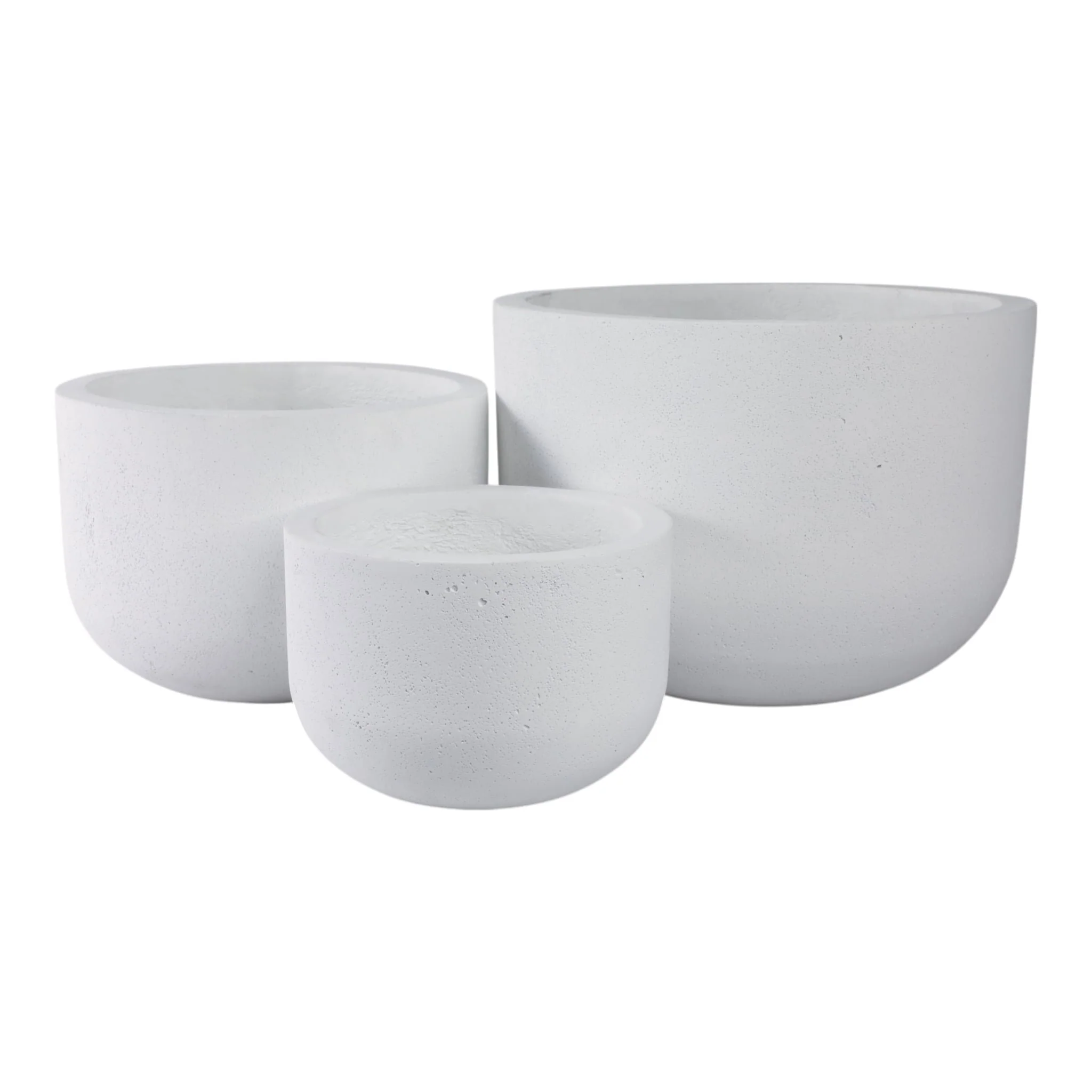 S/3 9/12/15" Rounded Cement Planters, White - Image 4