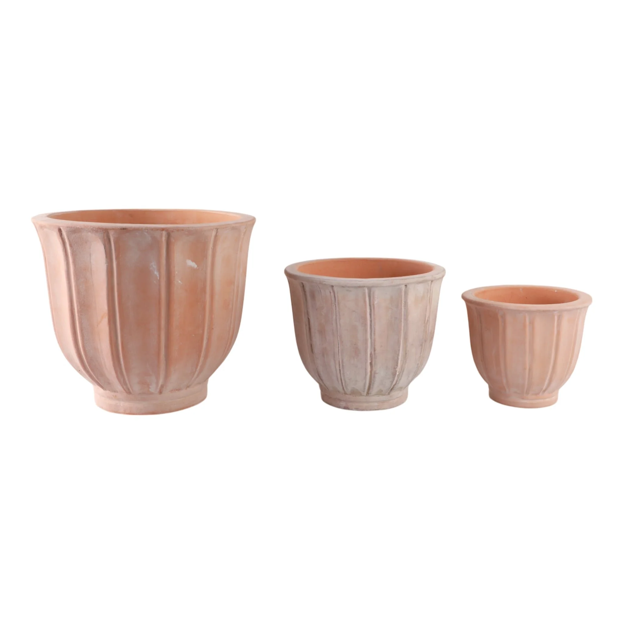 S/3 9/12/15" Terracotta Petal Planters, Natural - Image 3