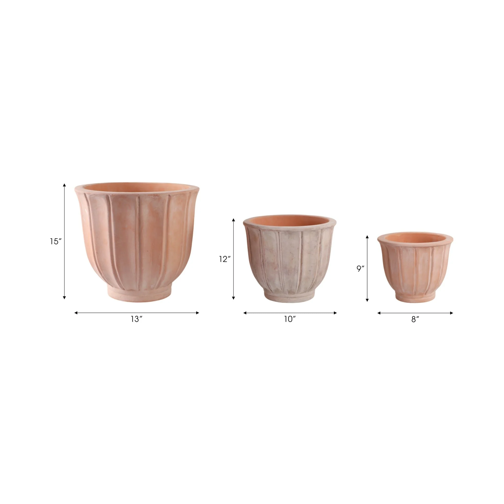 S/3 9/12/15" Terracotta Petal Planters, Natural - Image 9