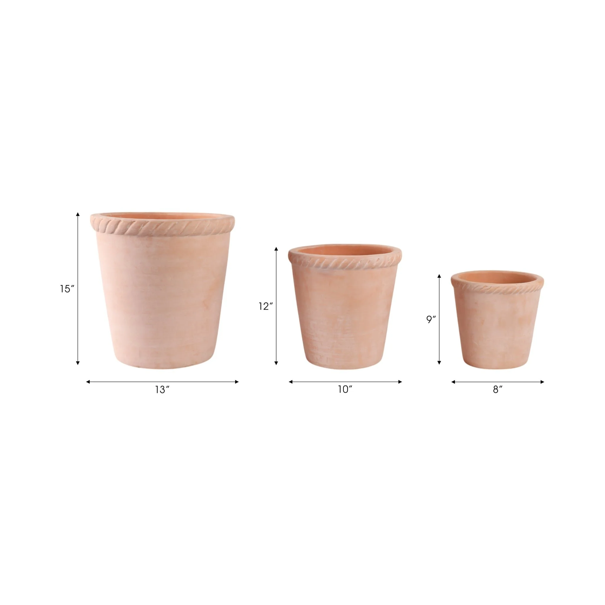 S/3 9/12/15" Terracotta Planters, Natural - Image 8