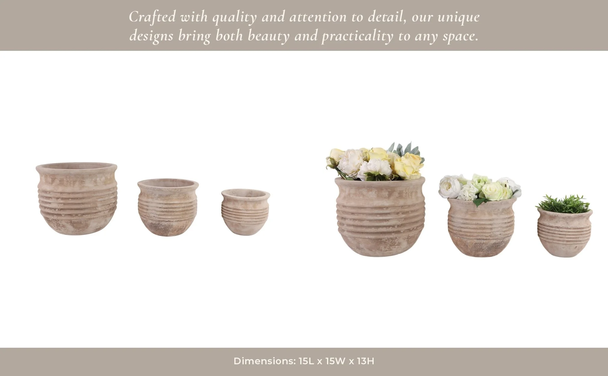 S/3 9/12/15" Terracotta Ribbed Pots, Antique White - Image 11