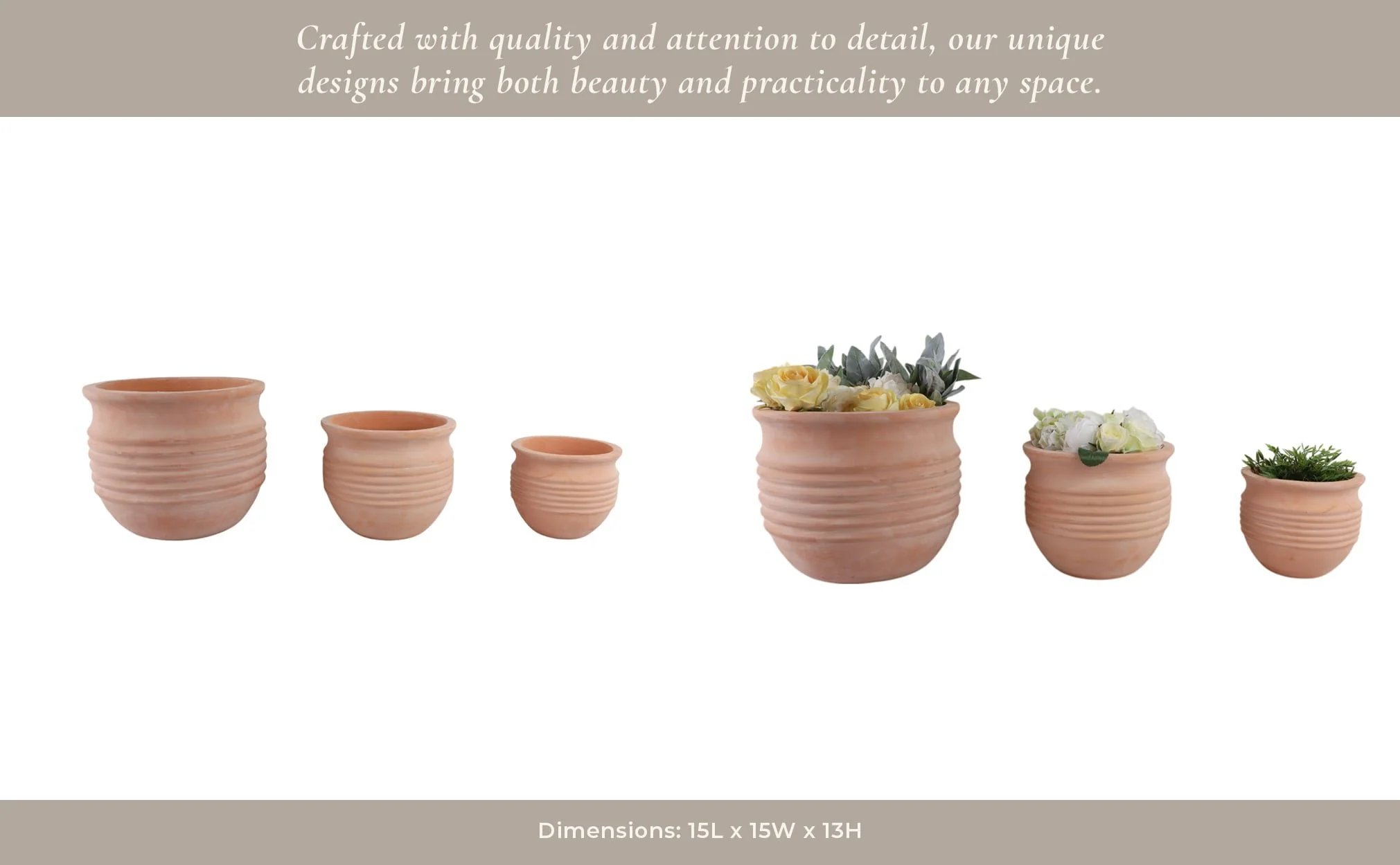 S/3 9/12/15" Terracotta Ribbed Pots, Natural - Image 10