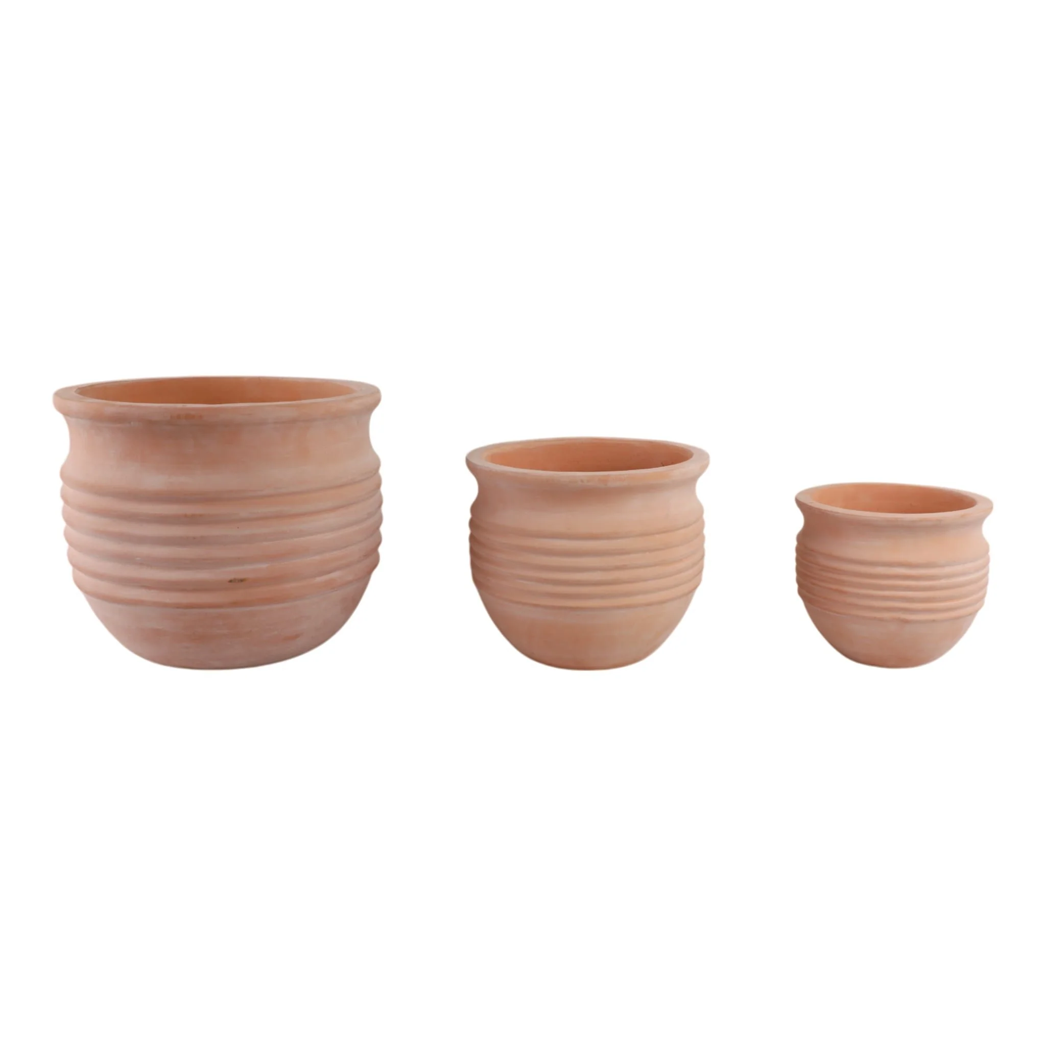 S/3 9/12/15" Terracotta Ribbed Pots, Natural - Image 3
