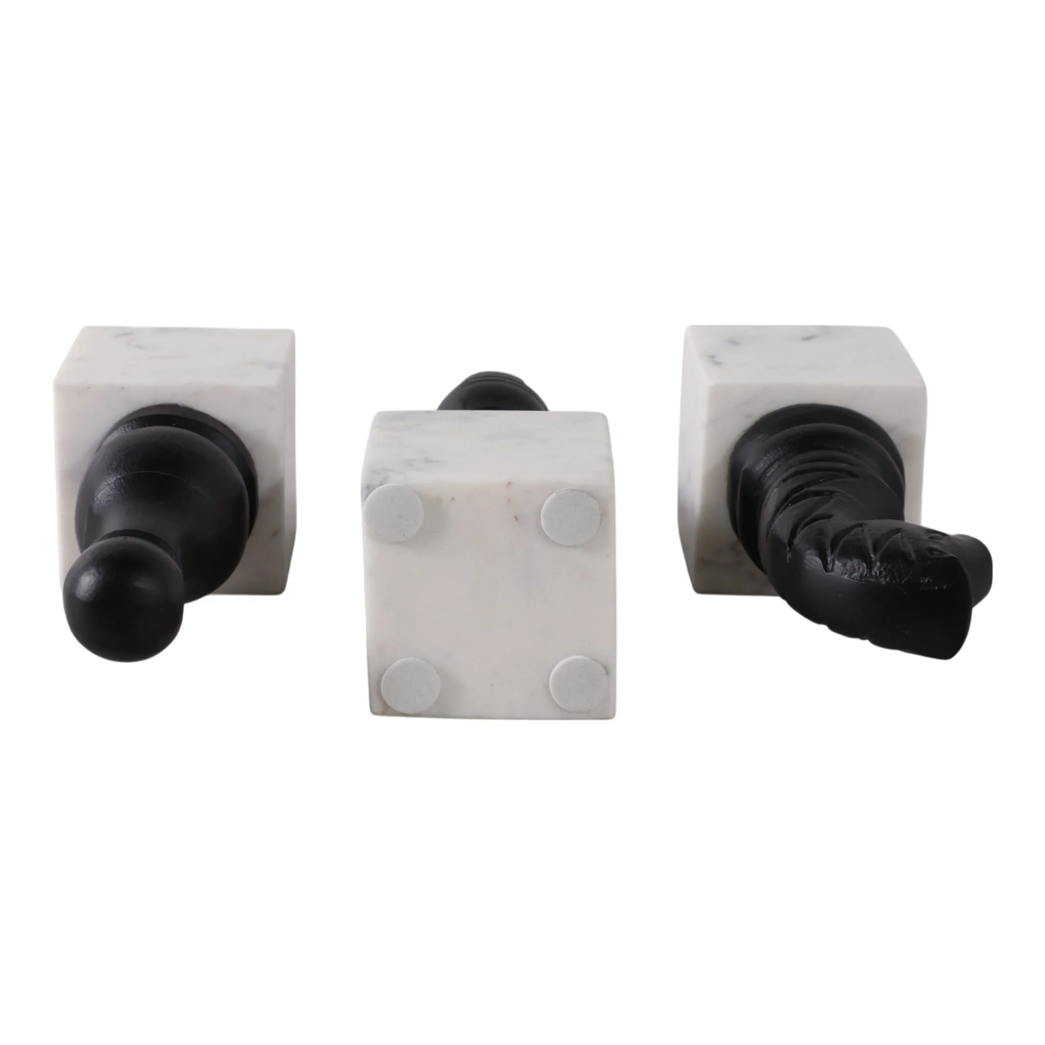 S/3 9" Chess Pieces On Marble Base, Black/ White - Image 6
