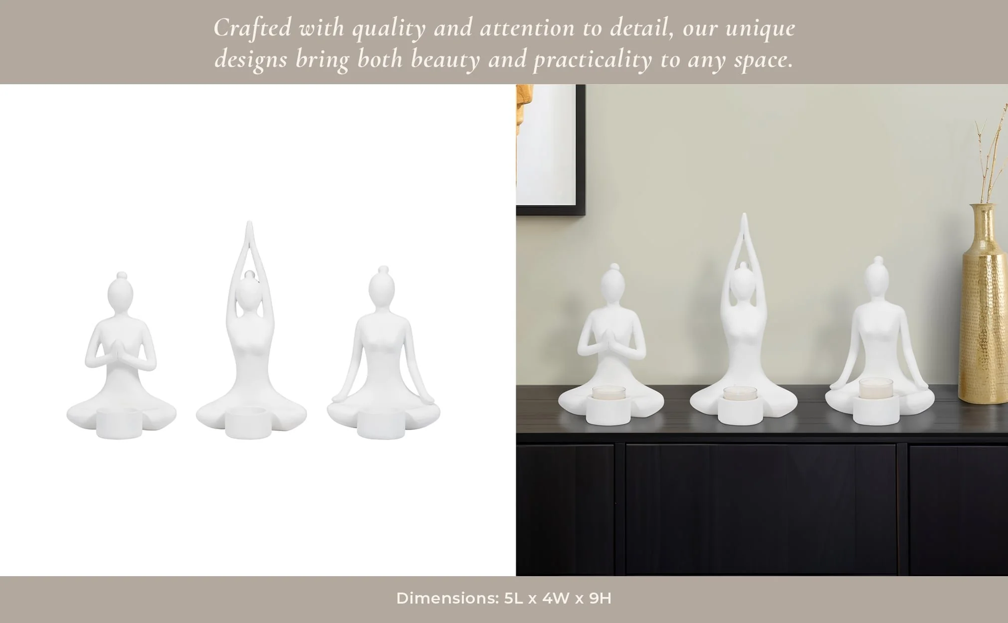 S/3 9" Resin Candle Holder,white - Image 12