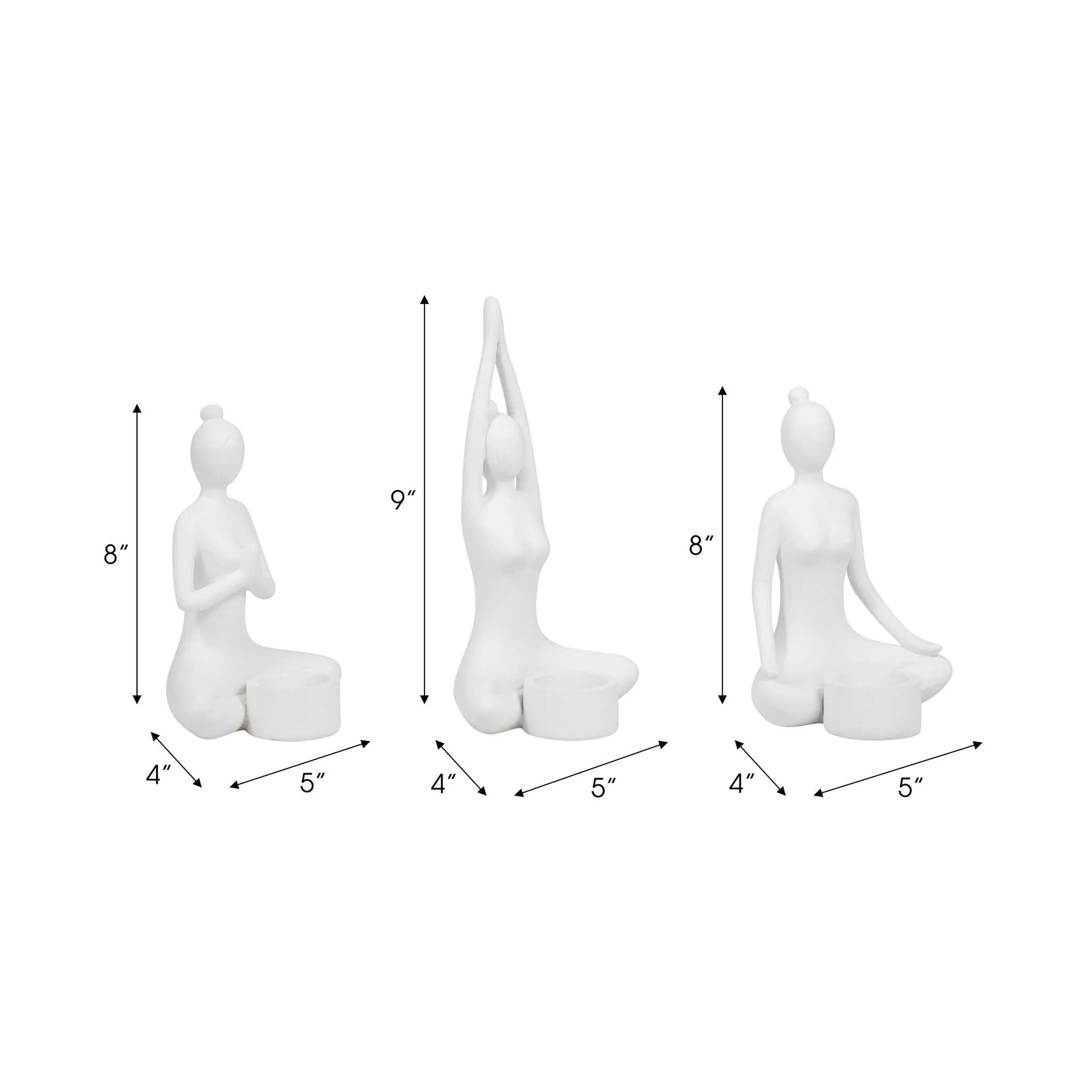 S/3 9" Resin Candle Holder,white - Image 9