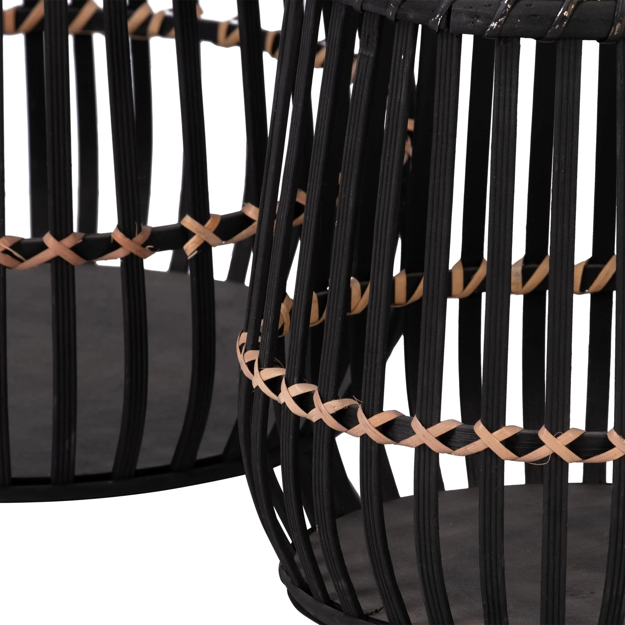 S/3 Bamboo Footed Planters 17/14/10", Black - Image 2