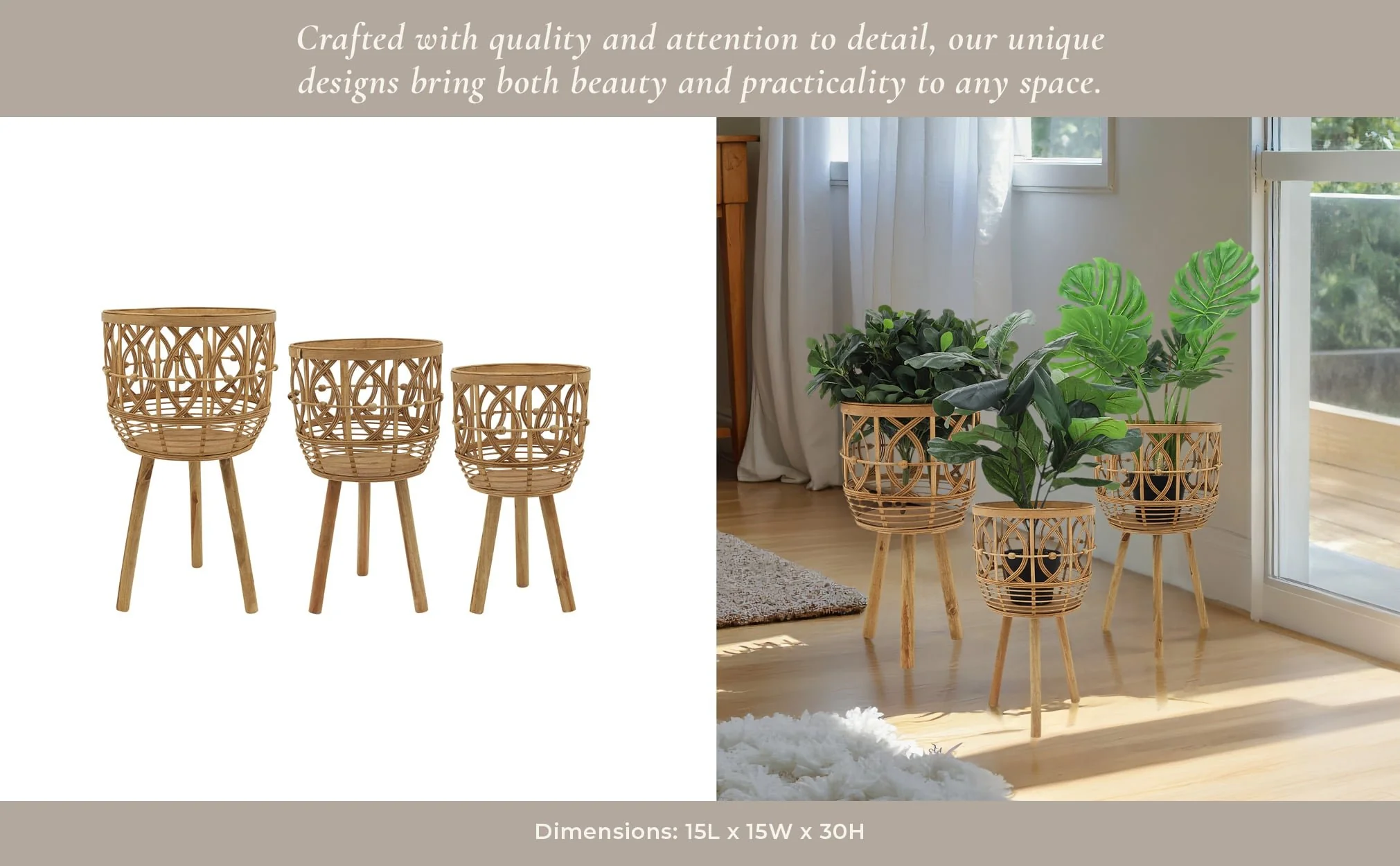 S/3 Bamboo Planters 11/13/15" Natural - Image 11