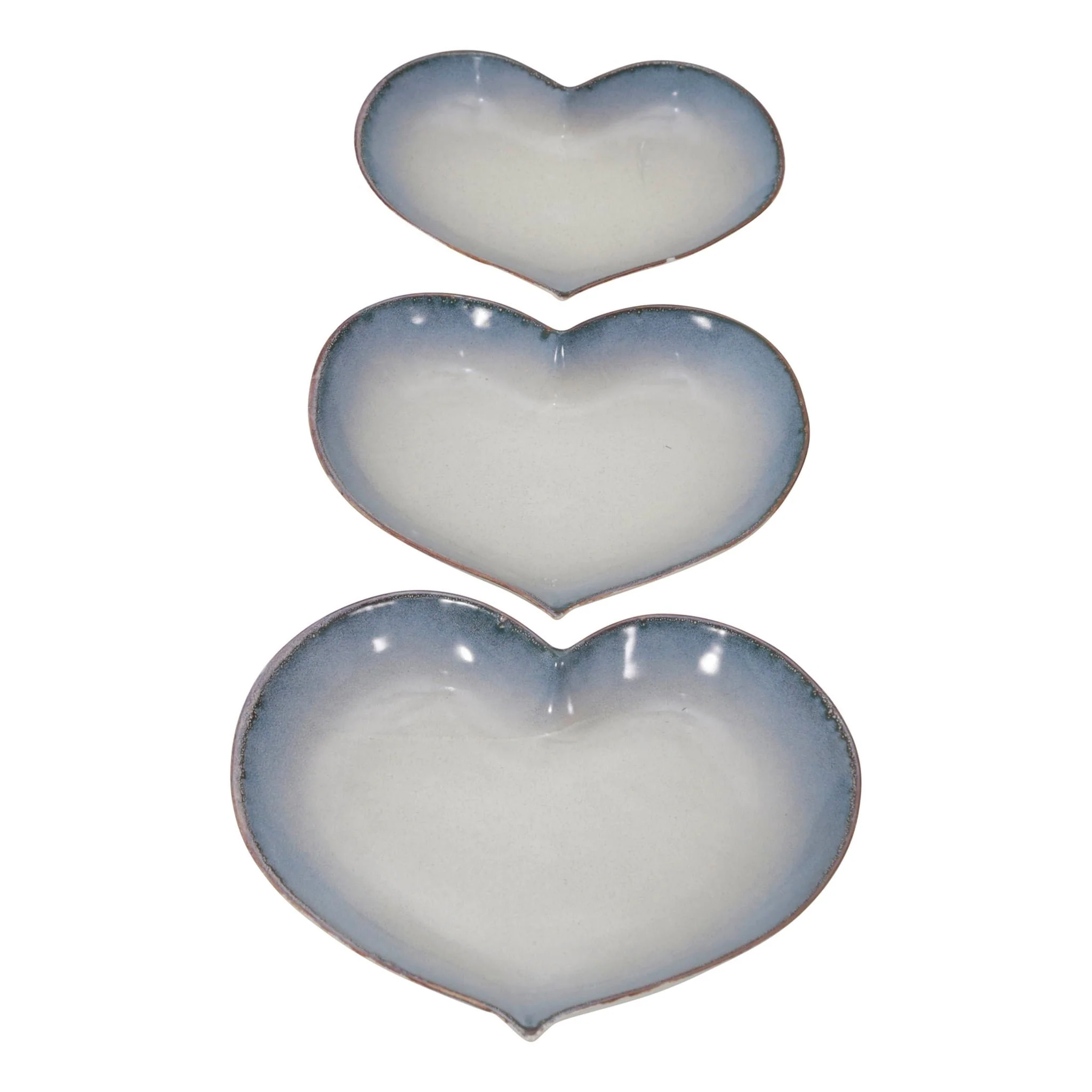 S/3 Ceramic 15 / 13 /12" Heartplates, Blue Fade - Image 2