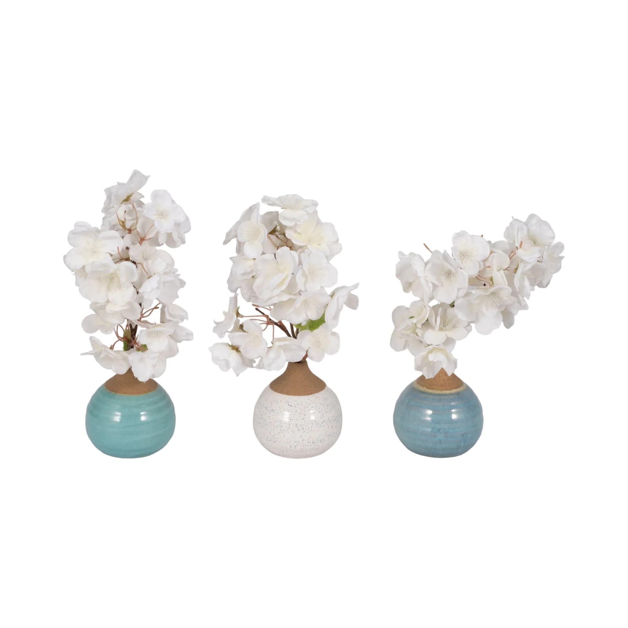 S/3 Glazed Bud Vases, Blue/turq/white - Image 2