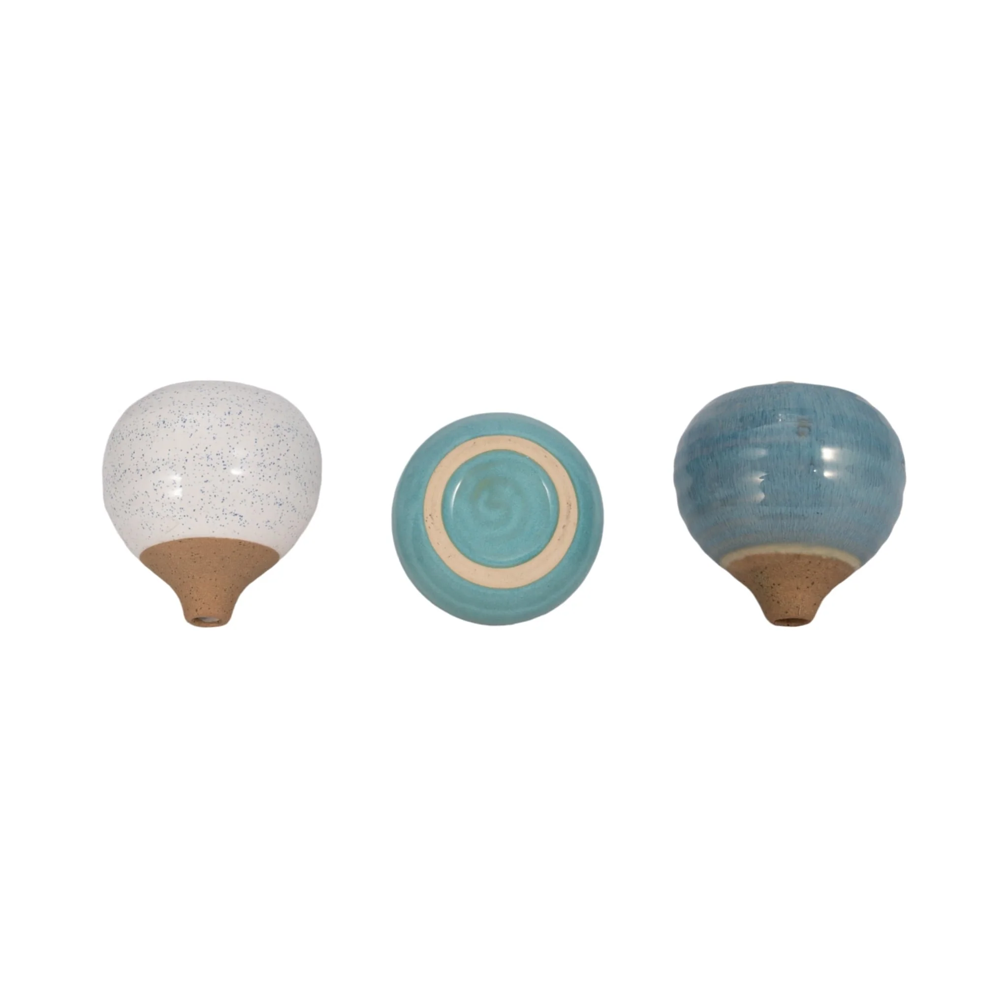 S/3 Glazed Bud Vases, Blue/turq/white - Image 7