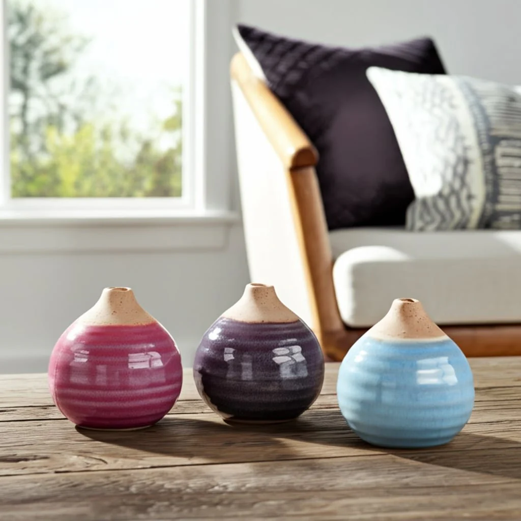 S/3 Glazed Bud Vases, Purple/blue/pink - Image 10