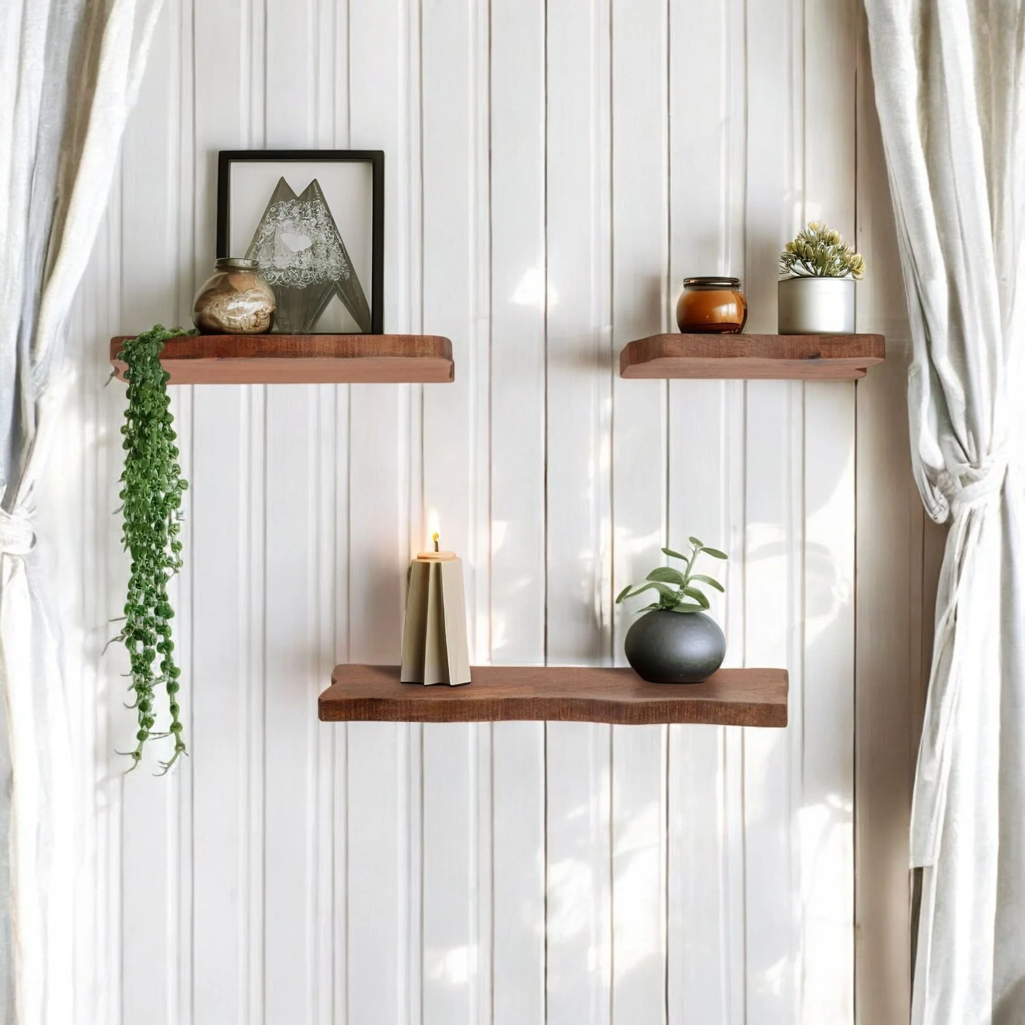 S/3 Mango Wood Floating Shelves, Brown - Image 10