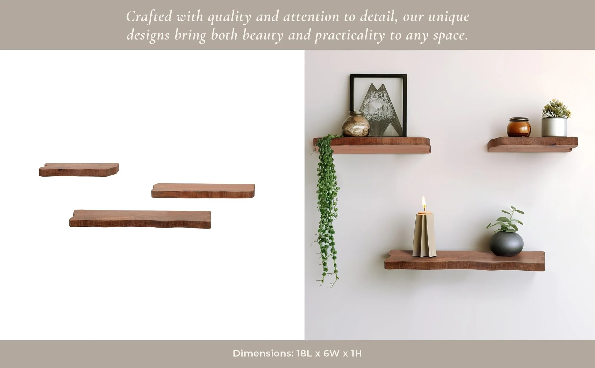 S/3 Mango Wood Floating Shelves, Brown - Image 11