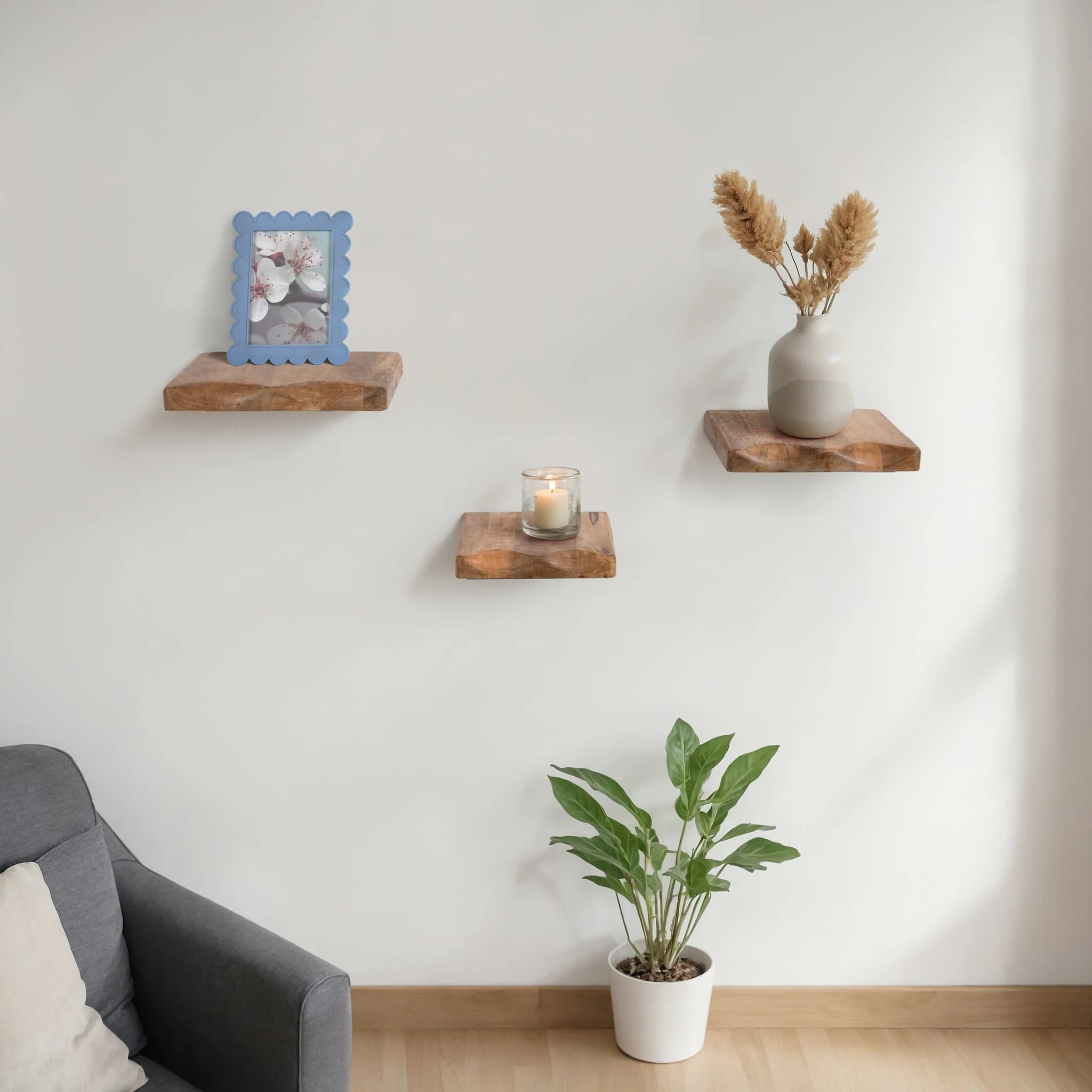 S/3 Mango Wood Shelves, Brown - Image 9