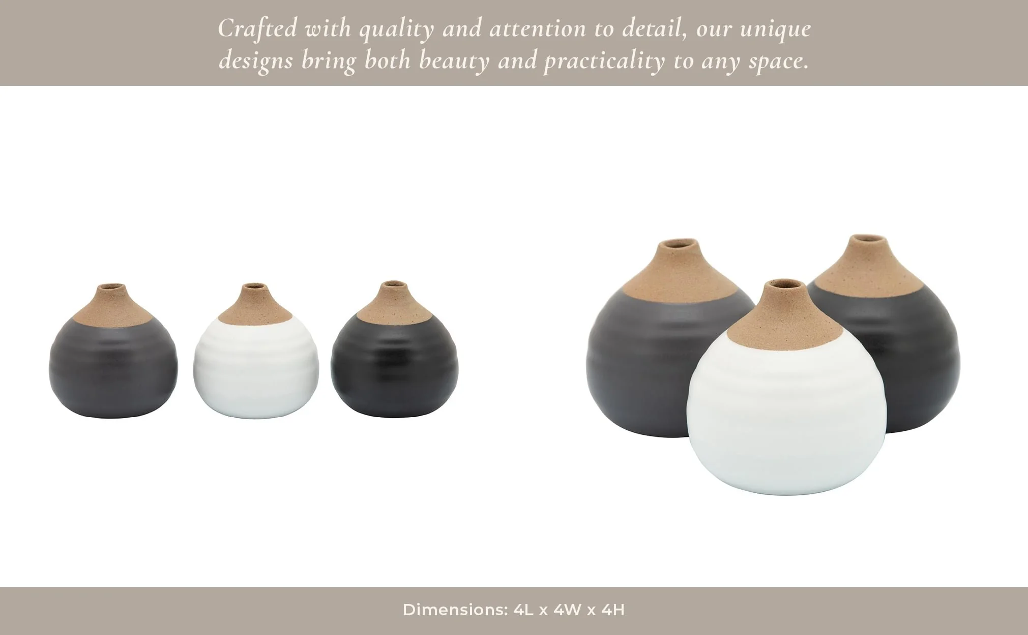S/3 Matte Bud Vases, Black/gray/white - Image 11
