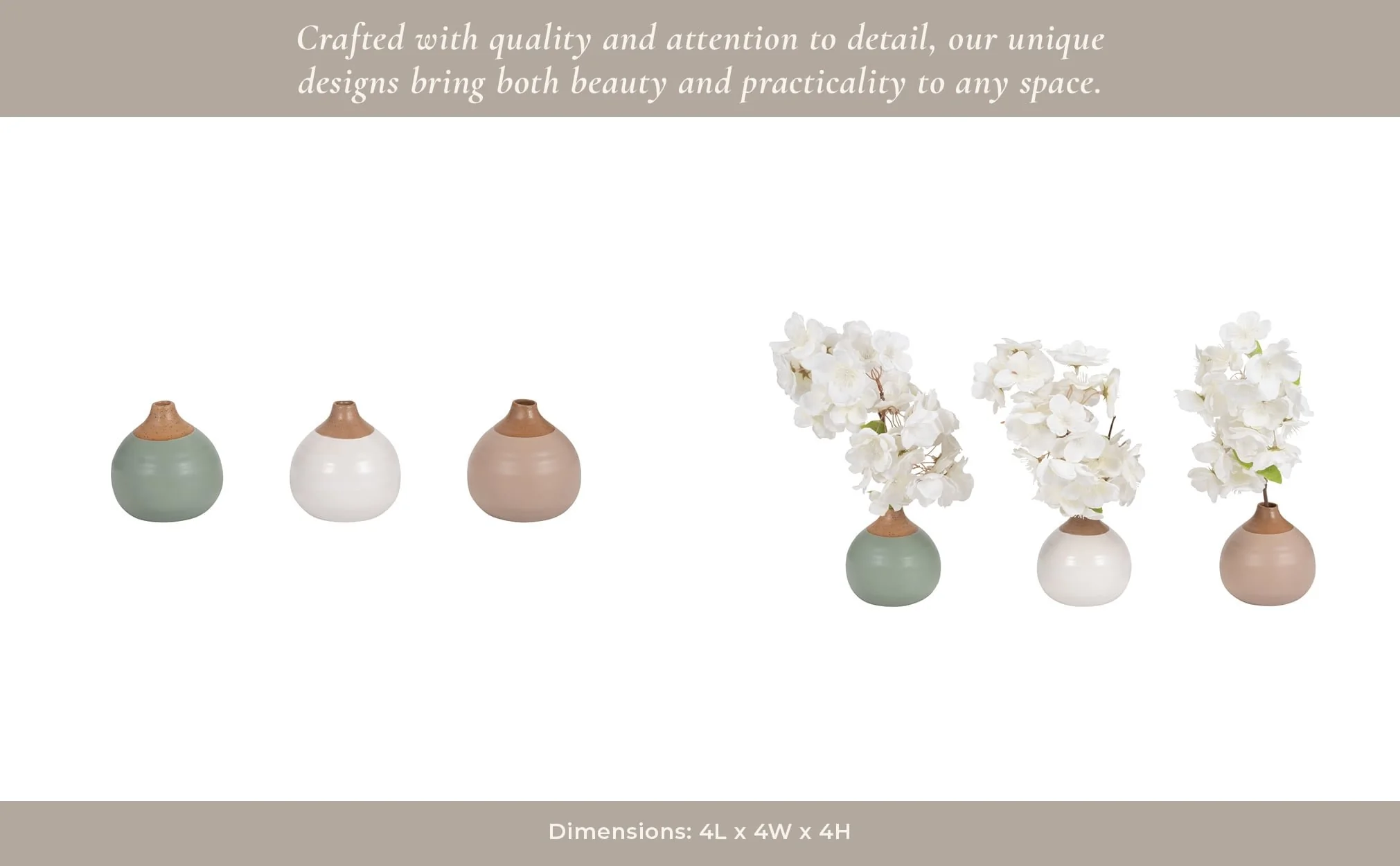 S/3 Matte Bud Vases, Creme/drk Sage/cotton White - Image 13