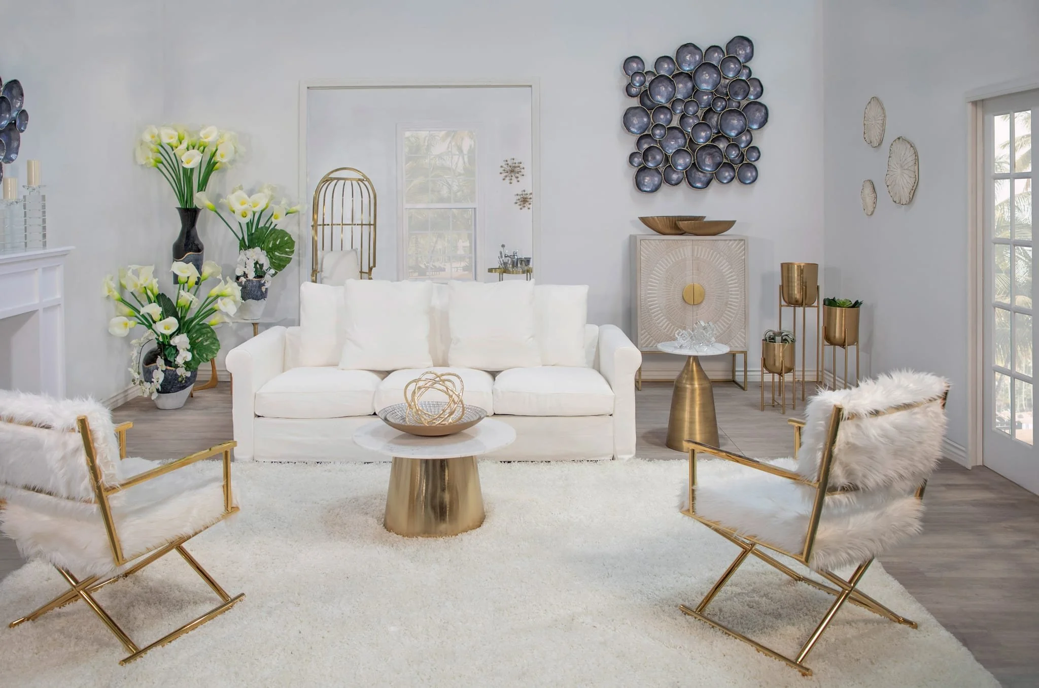 S/3 Metal Planters On Stand 40/30/20"h, Gold - Image 12