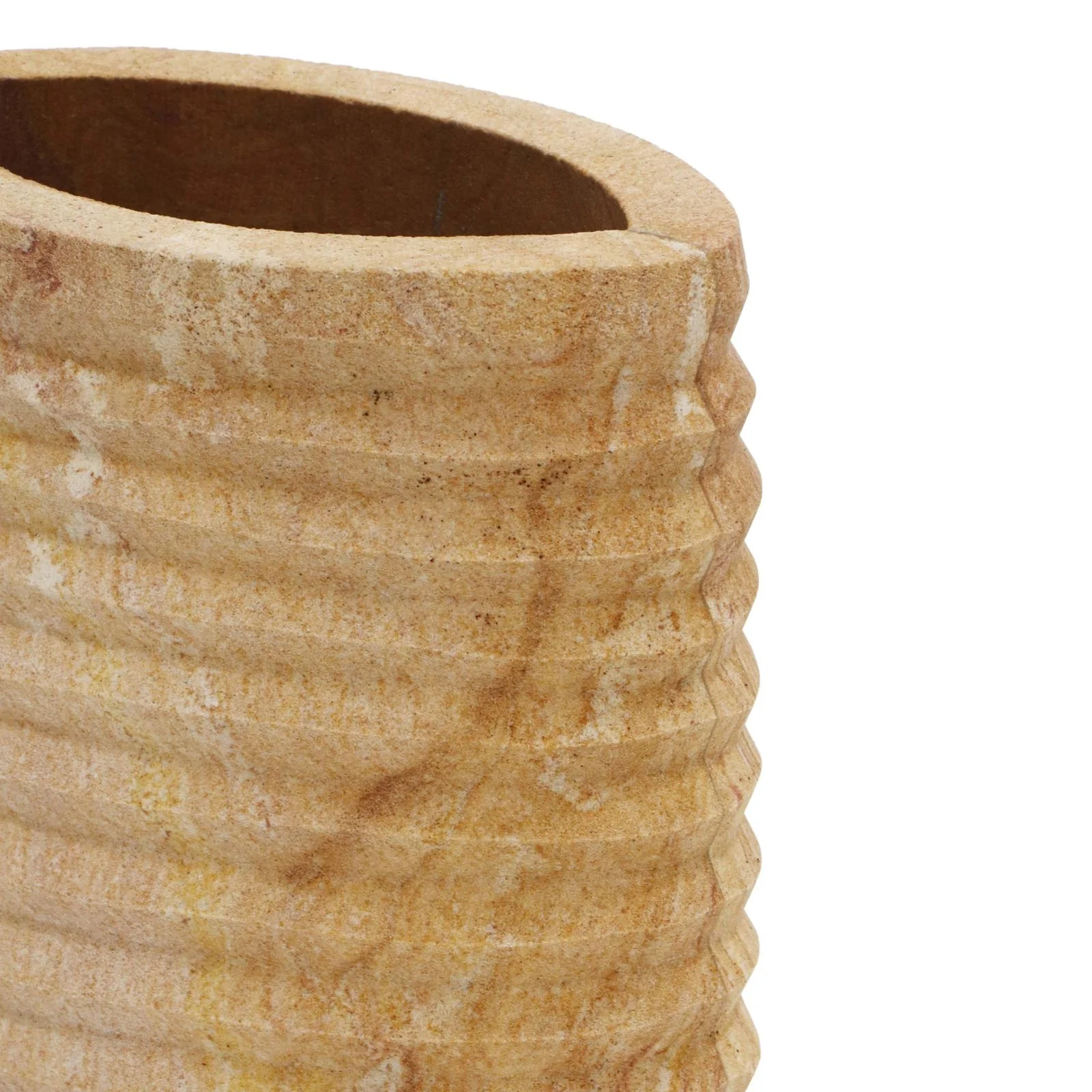 Saava Ribbed Stone Vase in Sandstone - Image 4