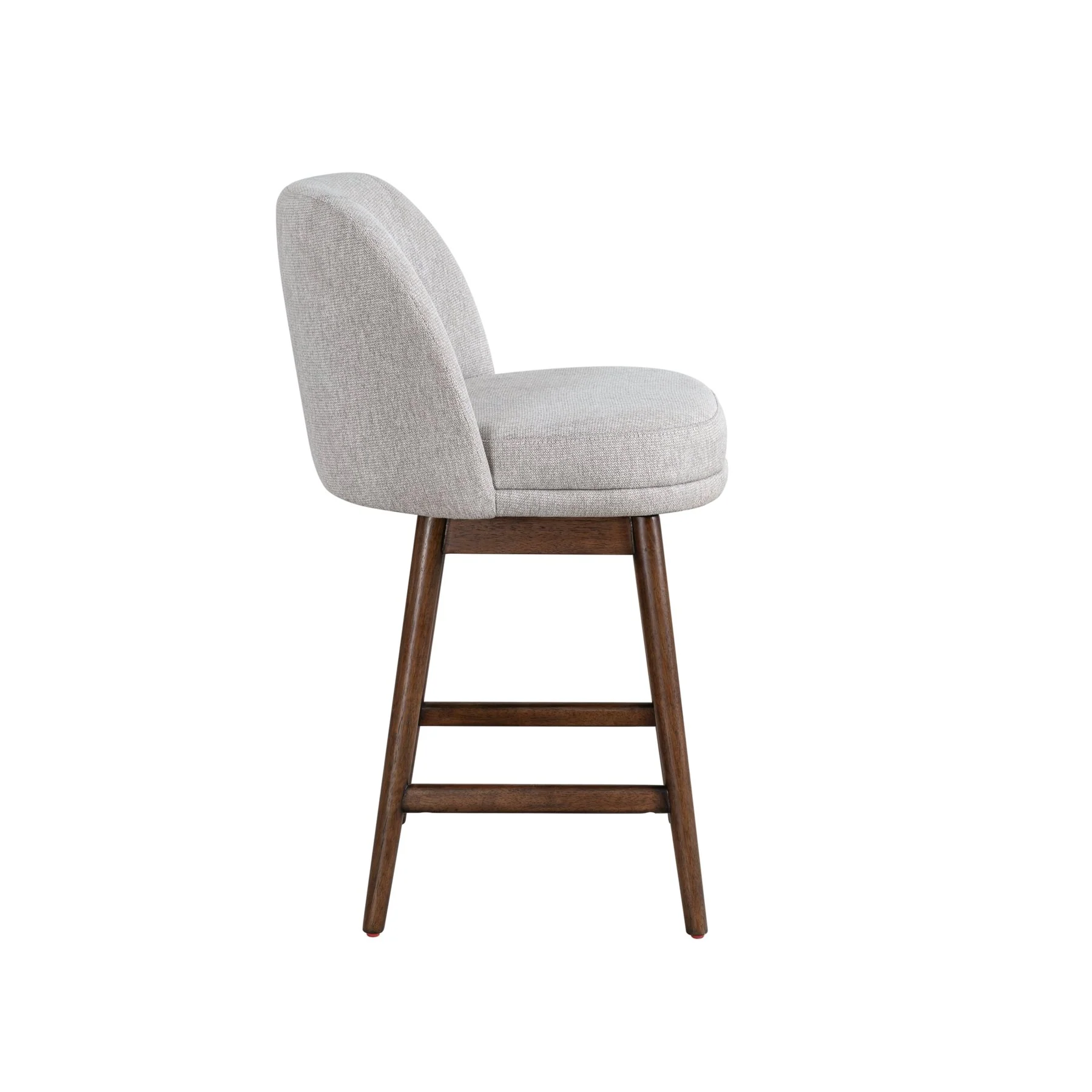 Sadie Brown Solid Wood Upholstered 26" Counter Height Swivel Barstool with Taupe Fabric Seat - Image 3