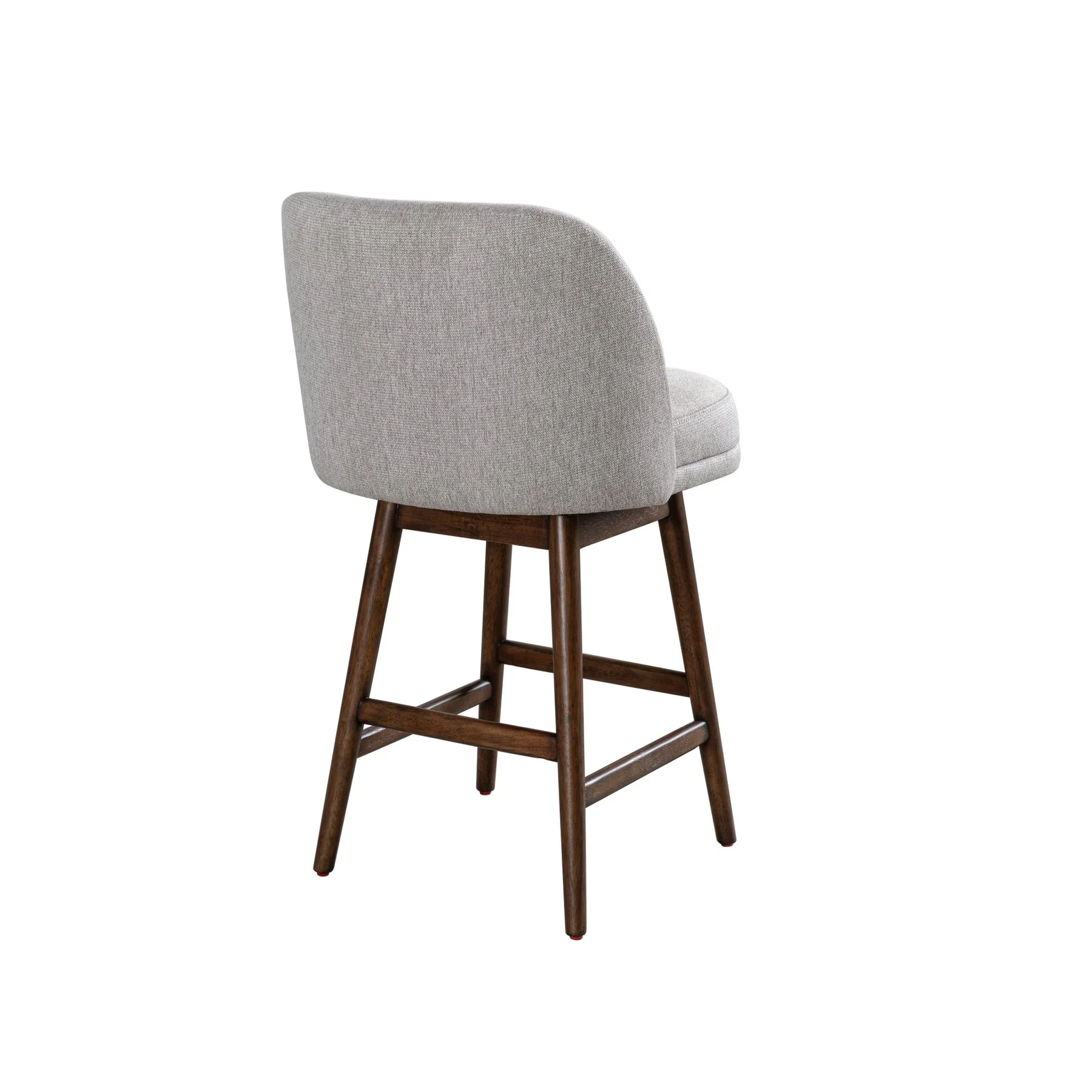 Sadie Brown Solid Wood Upholstered 26" Counter Height Swivel Barstool with Taupe Fabric Seat - Image 4