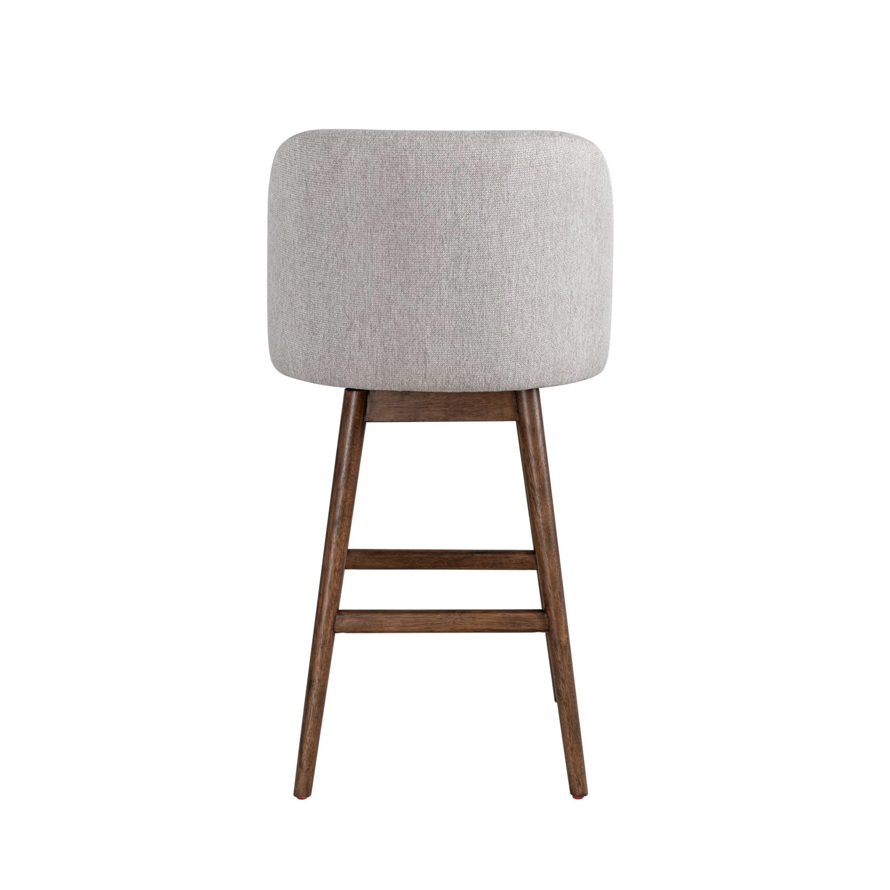 Sadie Brown Solid Wood Upholstered 30" Bar Height Swivel Barstool with Taupe Fabric Seat - Image 5