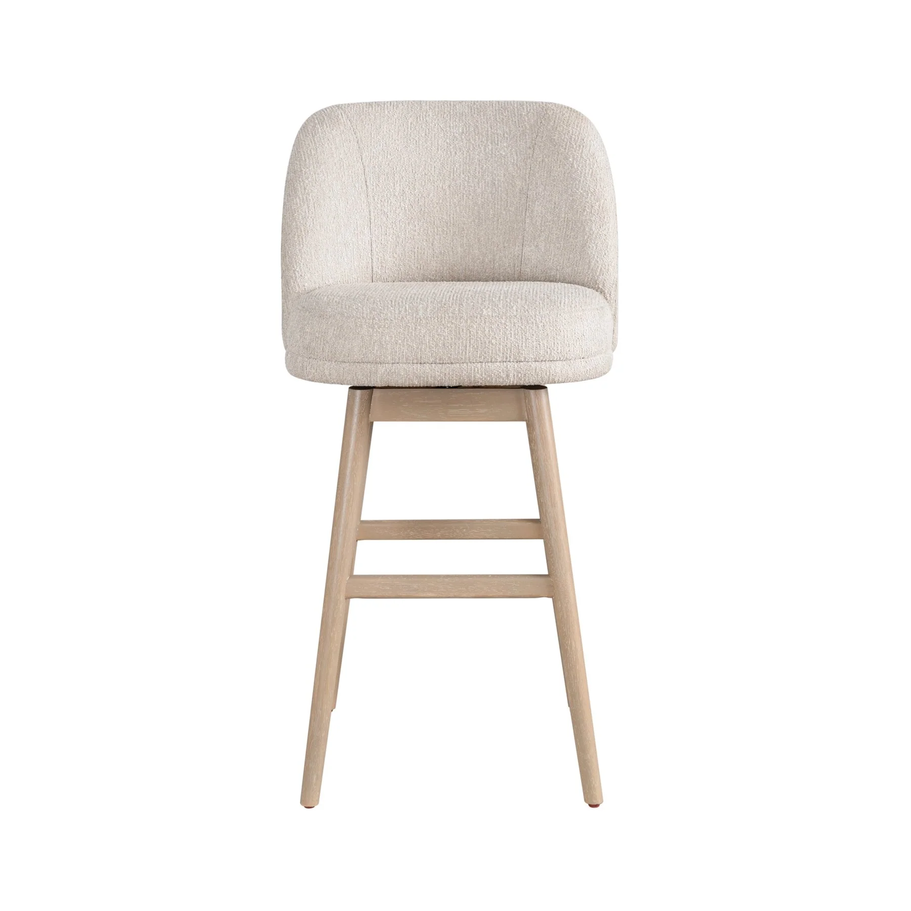 Sadie Solid Wood Upholstered 30" Bar Height Swivel Barstool with Ancient Stone Fabric Seat - Image 2