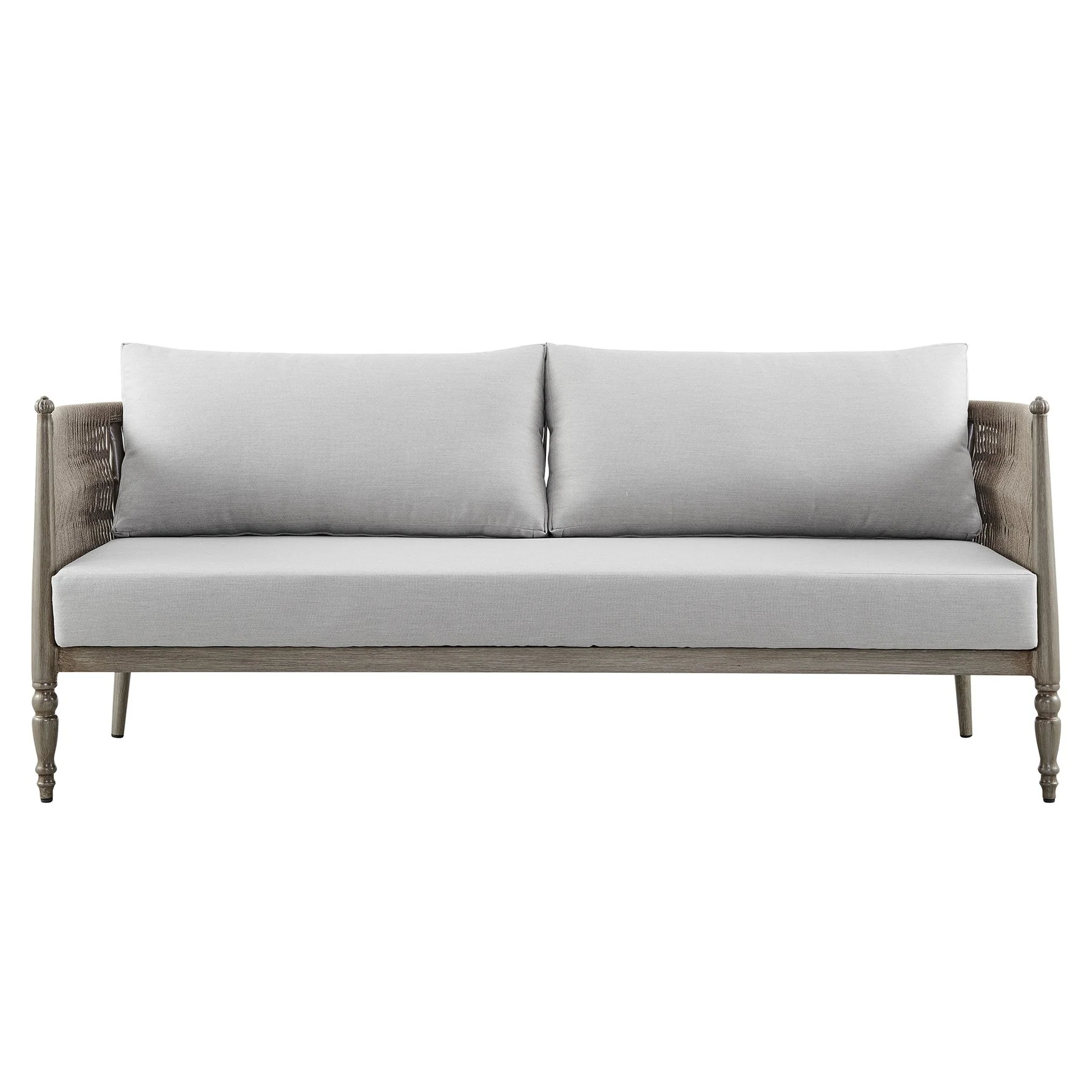 Safari 4 Piece Outdoor Aluminum and Rope Seating Set with Gray Cushions - Image 2